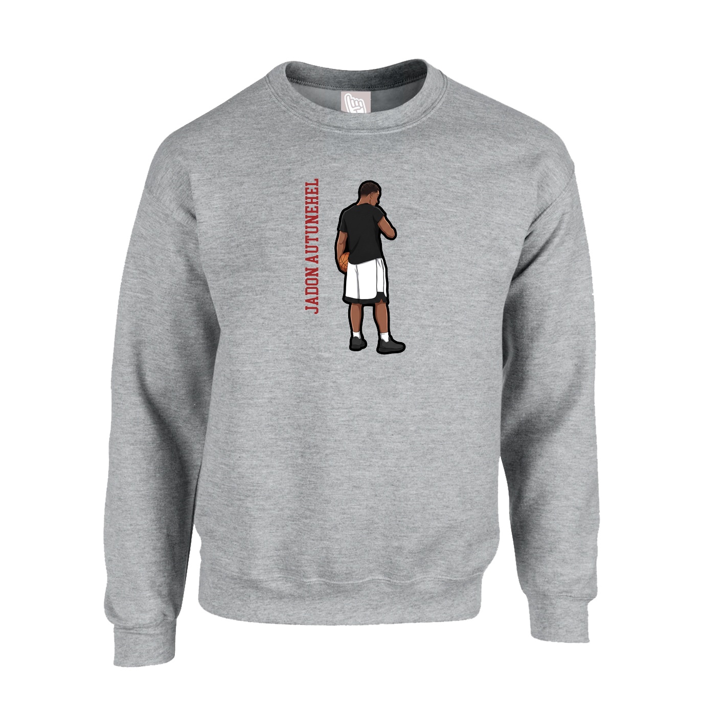 Fleece Crew — Name Vertical in Grey