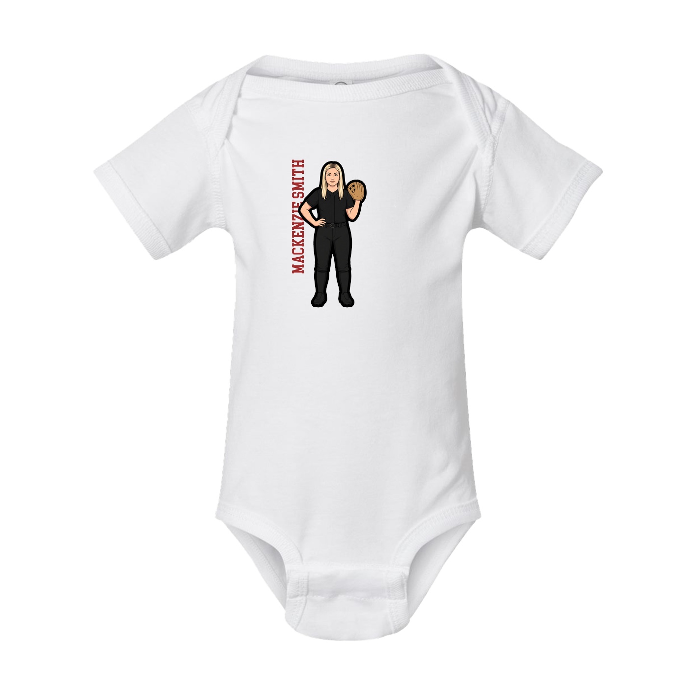 Baby Onesie — Name Vertical in White