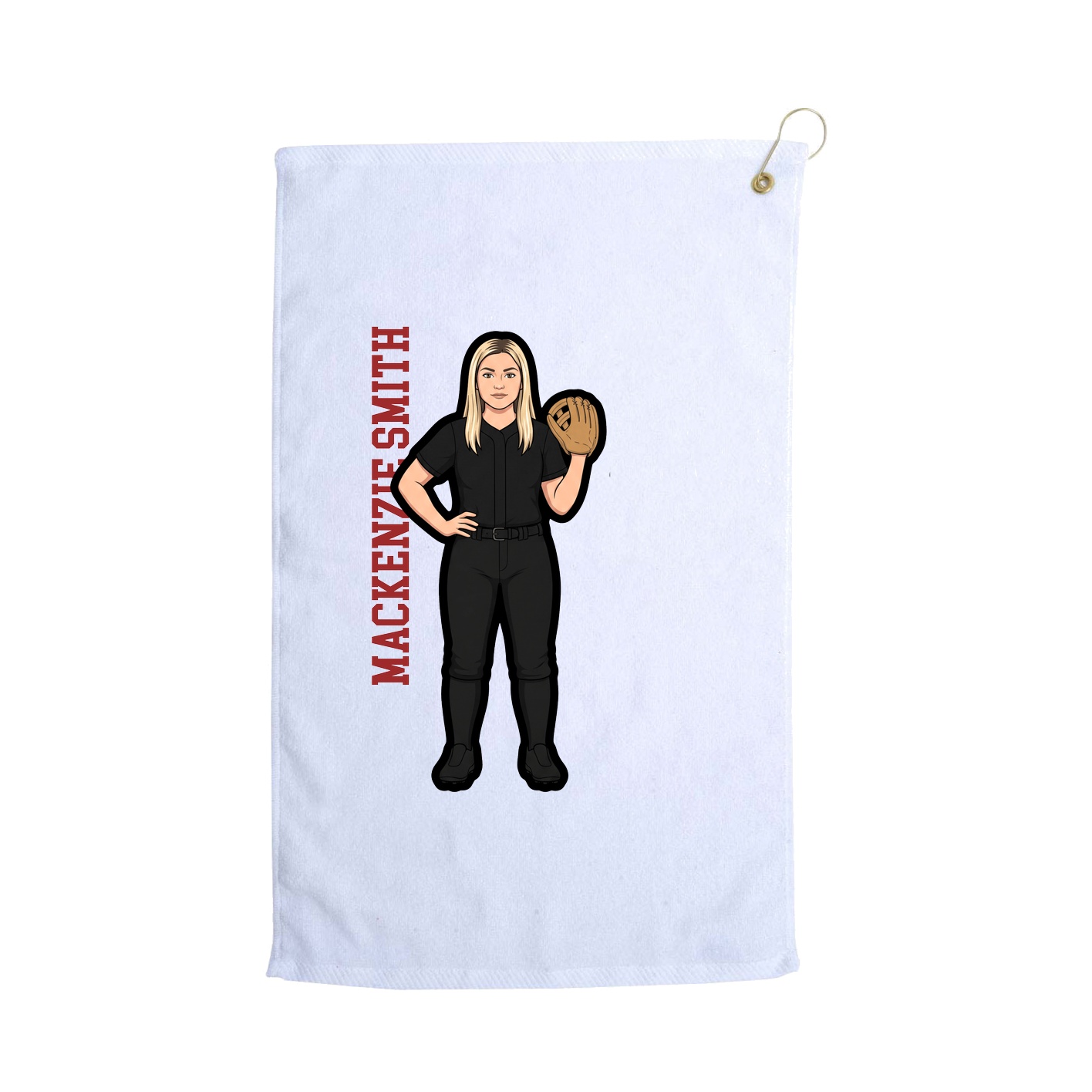 Golf Towel — Name Vertical in White