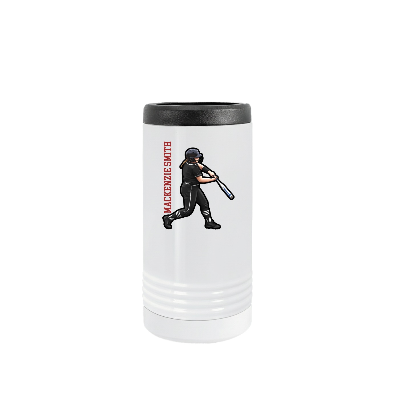 Slim Beverage Holder — Name Vertical in White
