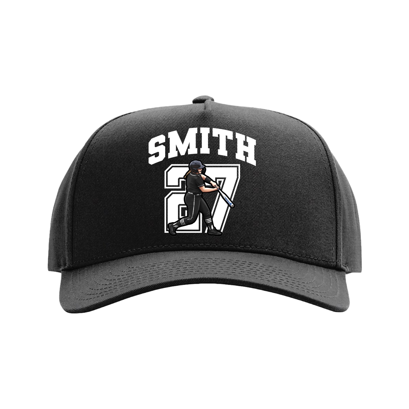Full Fabric Five-Panel Champ Cap — Number in Black
