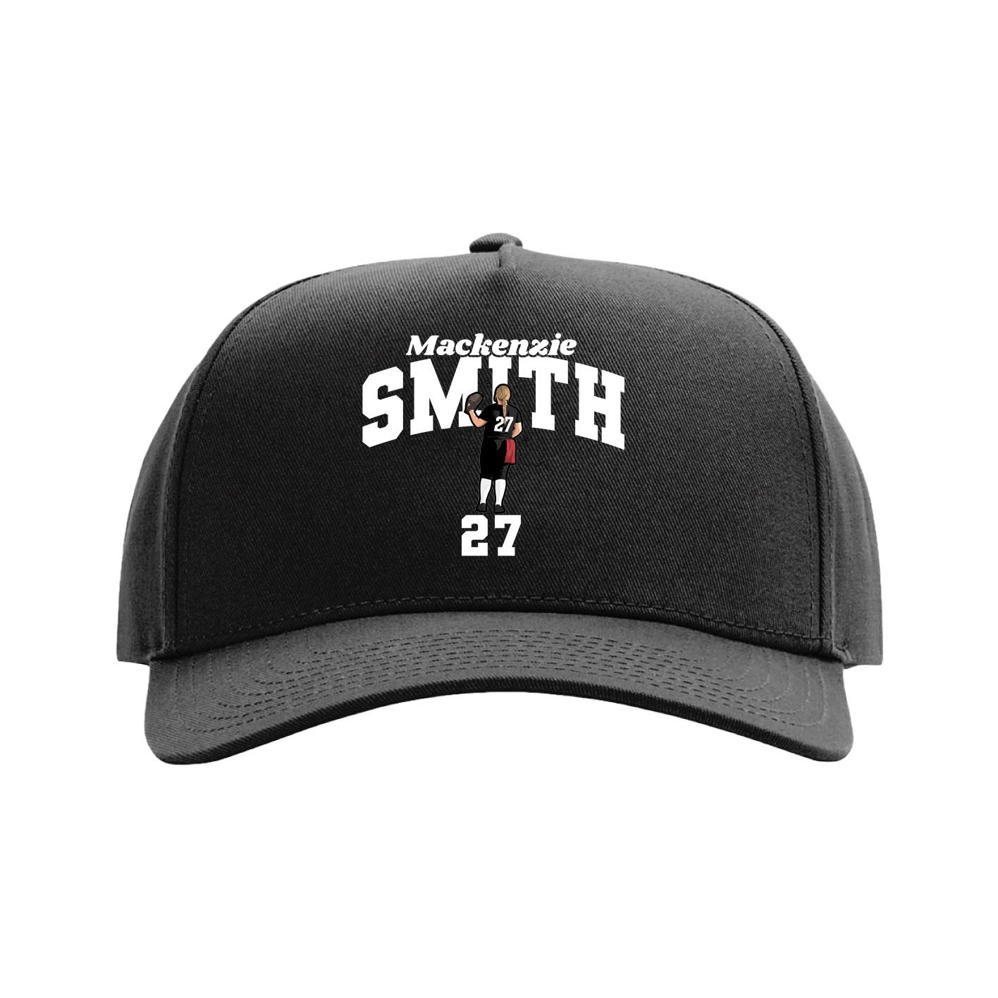 Full Fabric Five-Panel Champ Cap — Signature Arch in Black