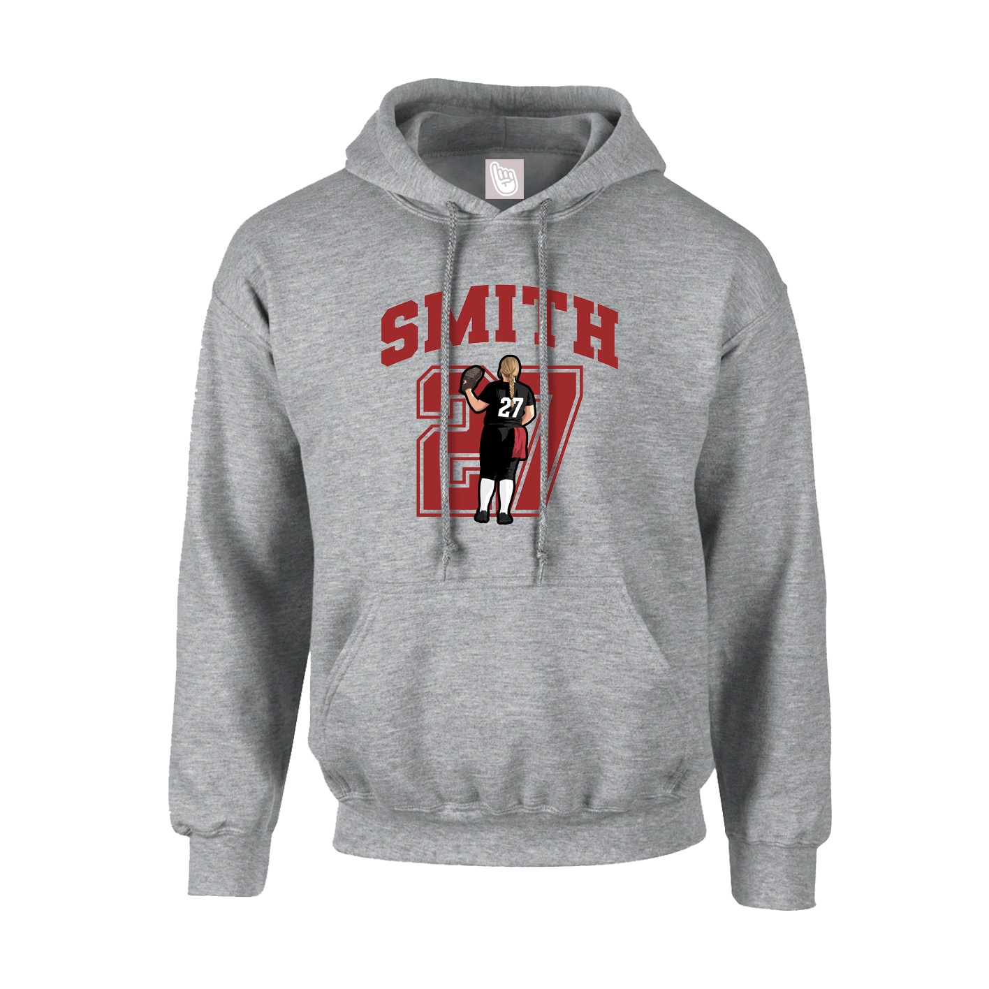 Youth Hoodie — Number in Grey