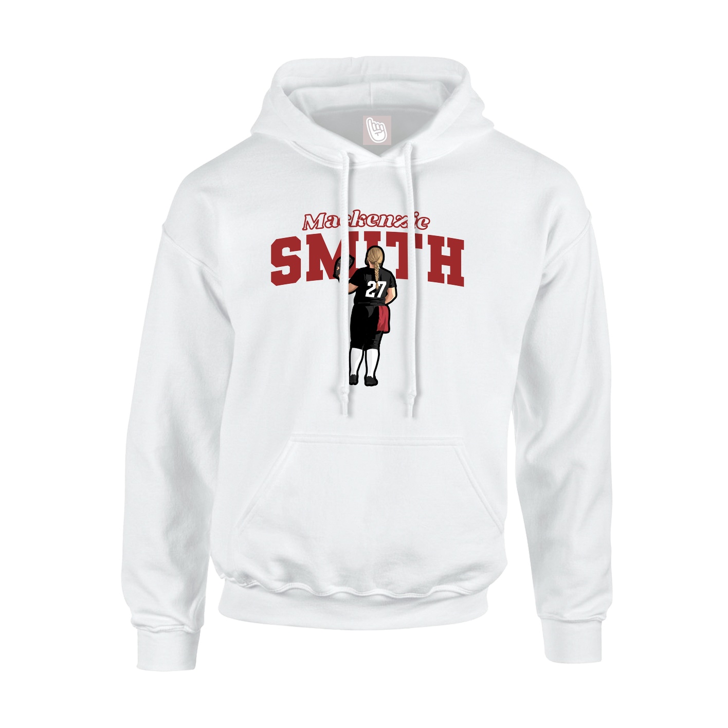 Youth Hoodie — Name Arch in White