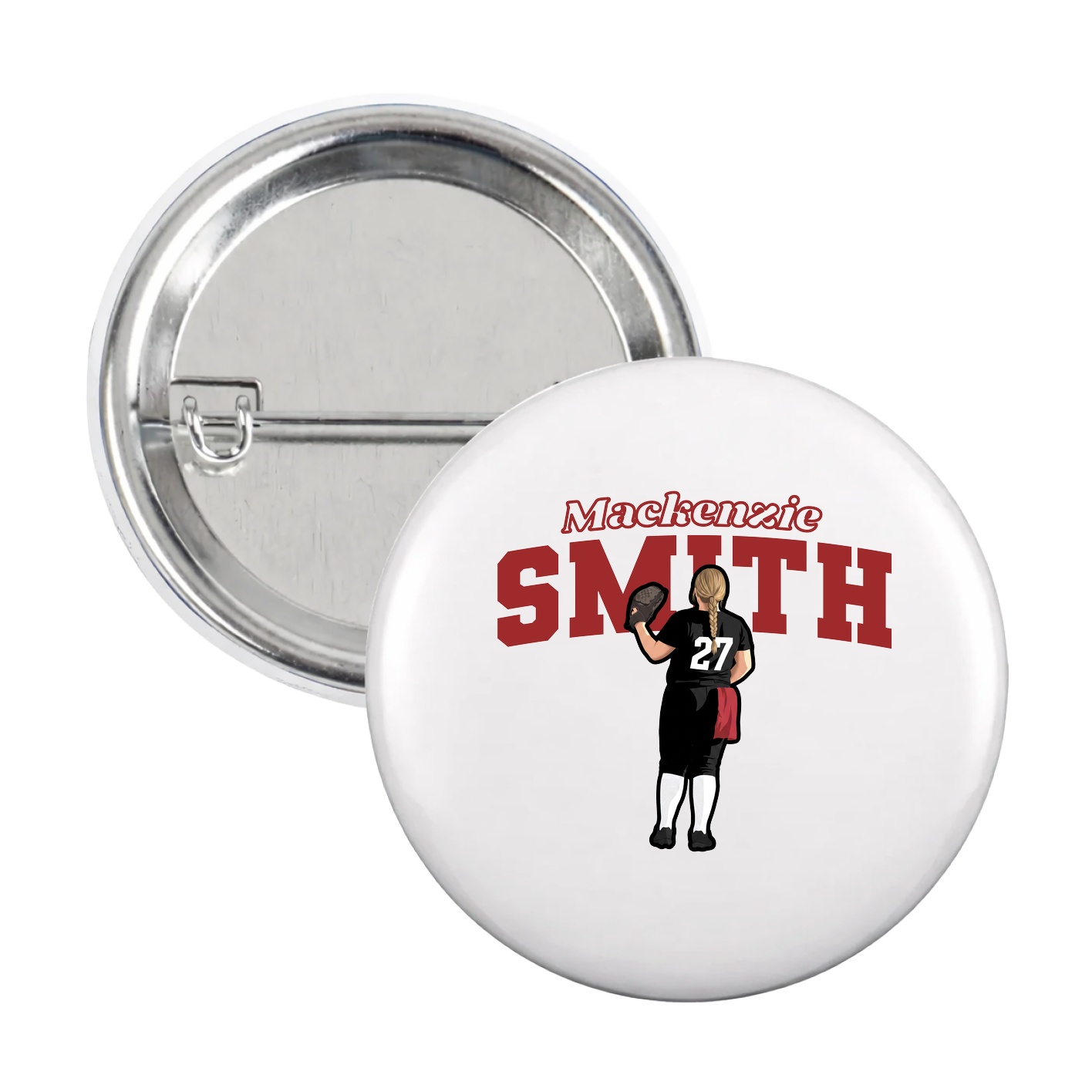 Game Day Button — Name Arch in White