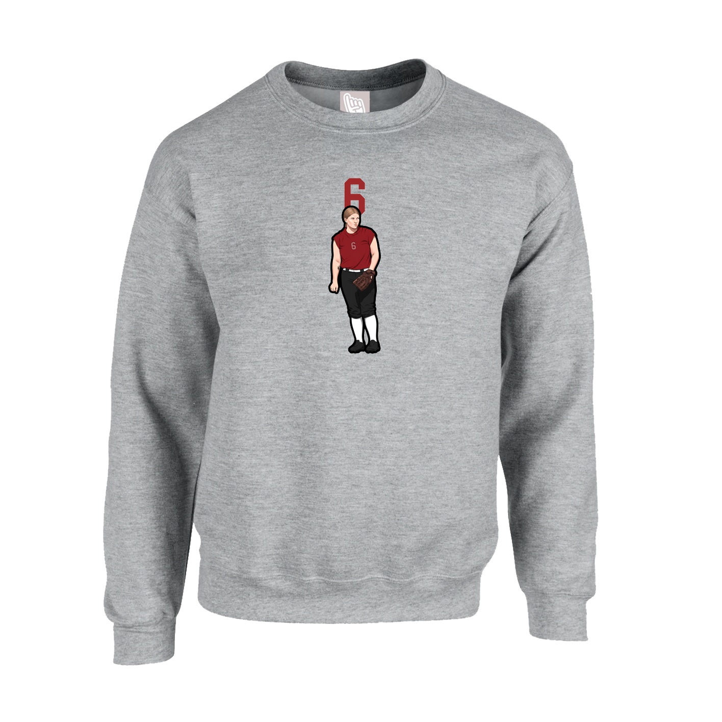 Fleece Crew — Number Top in Grey