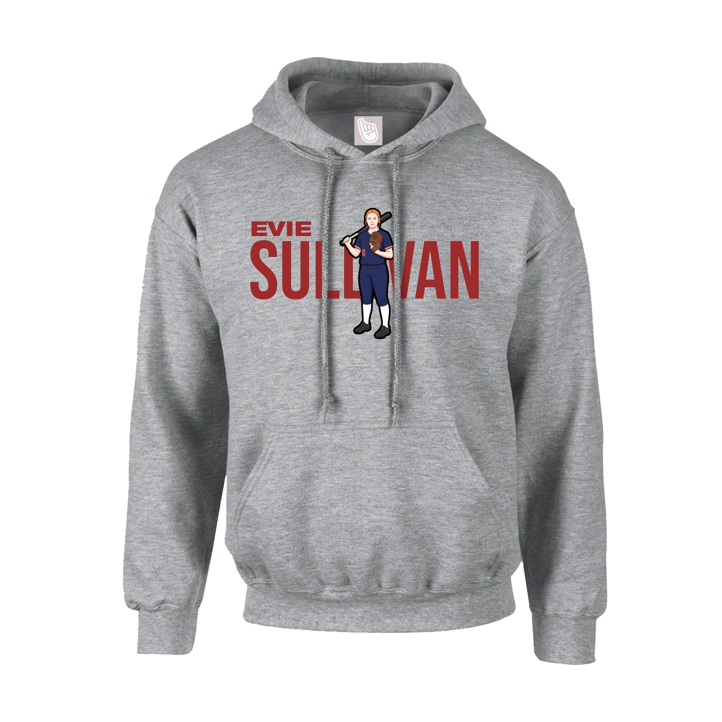 Youth Hoodie — Player Name in Grey