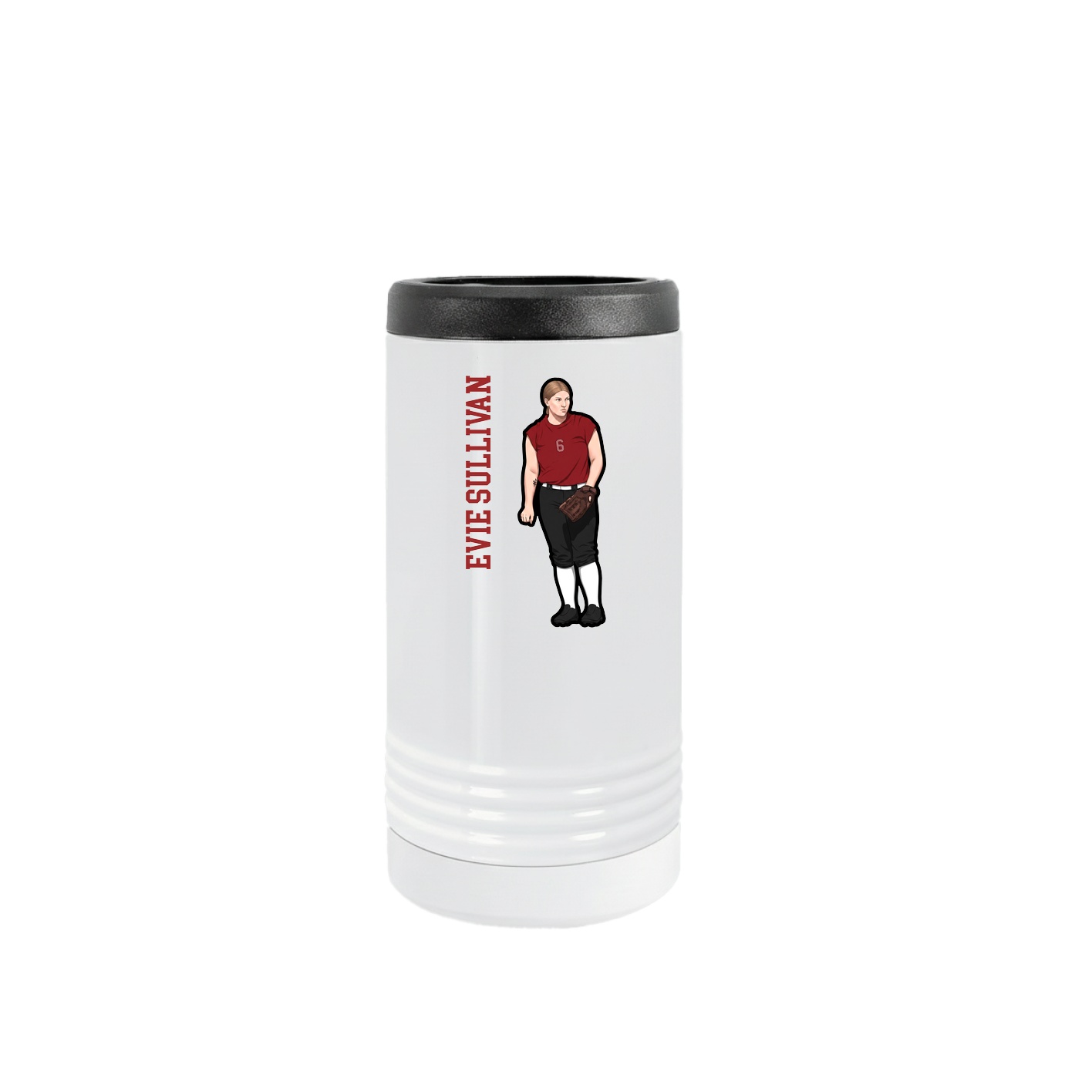 Slim Beverage Holder — Name Vertical in White