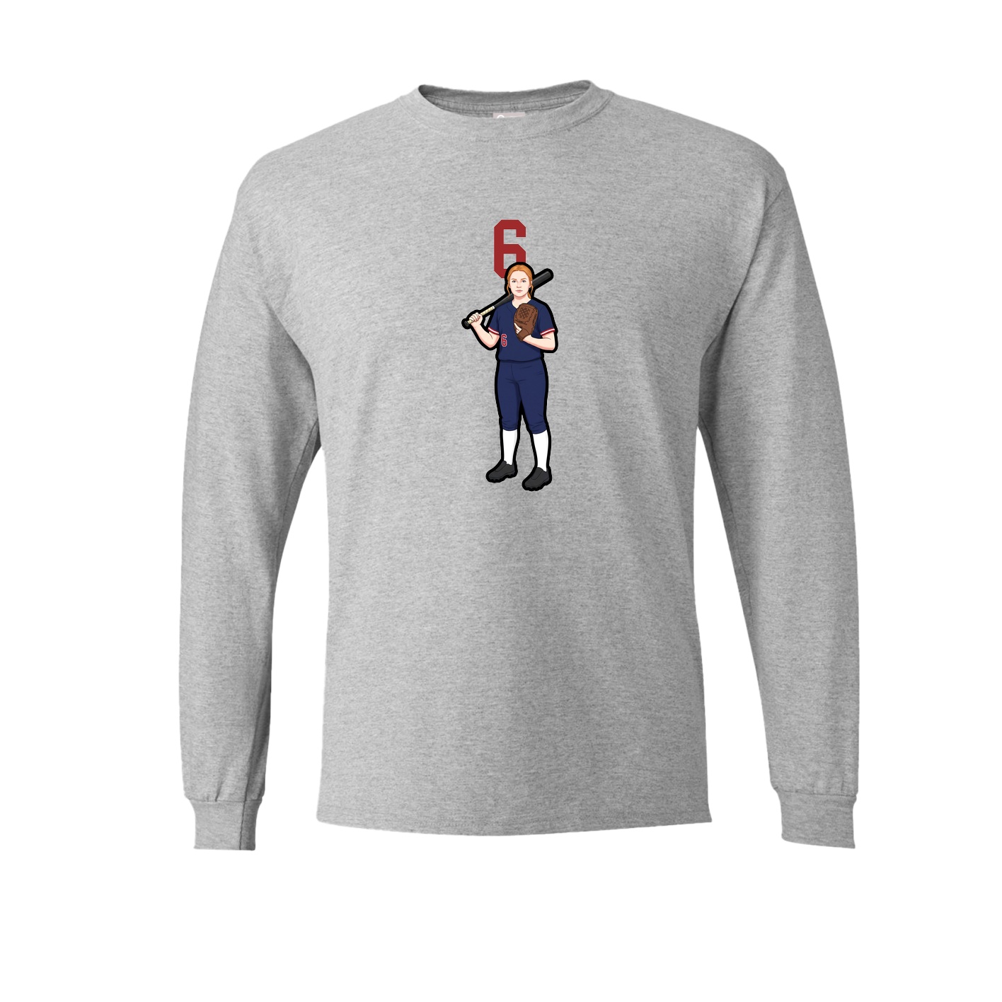 Long Sleeve Tee — Number Top in Grey