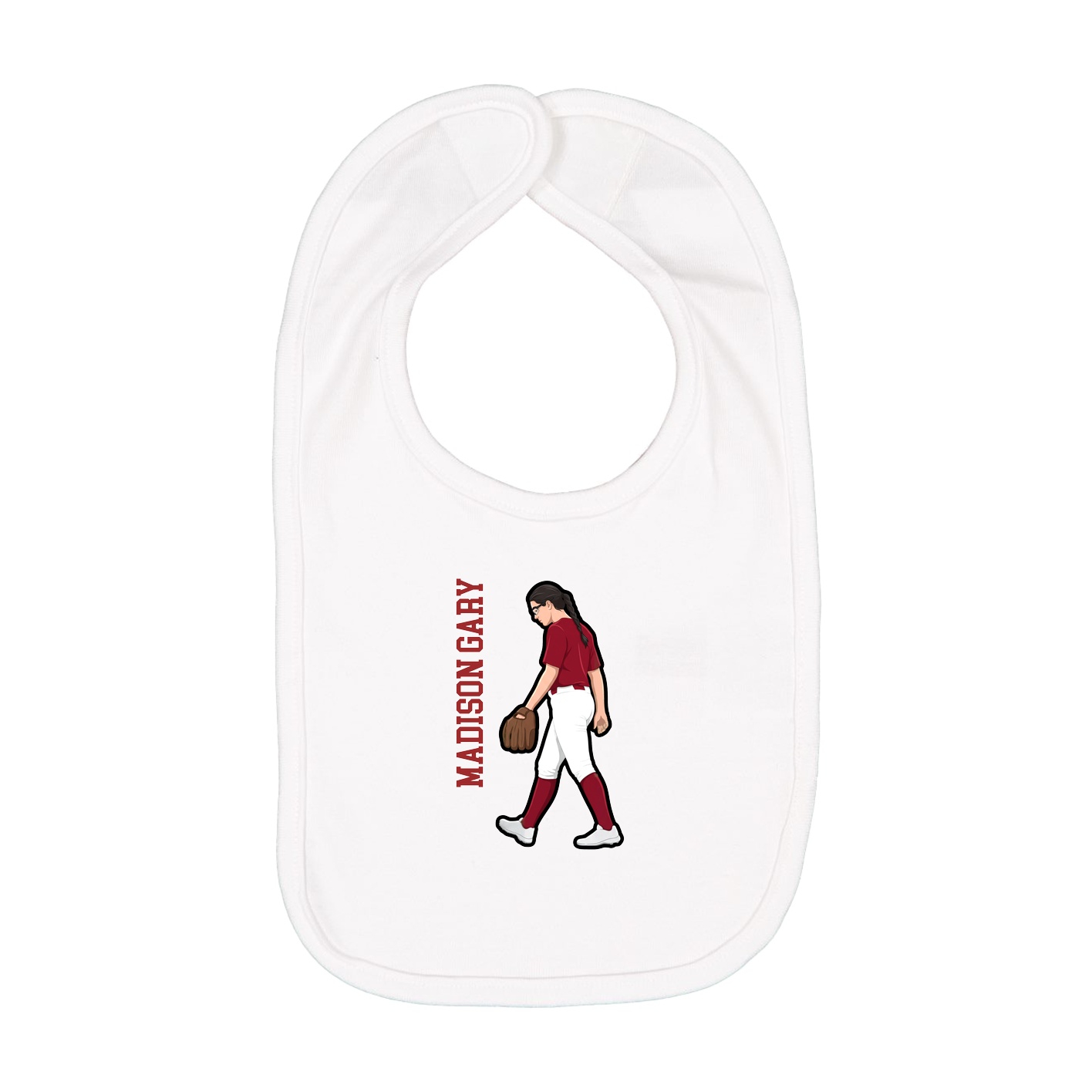 Infant Bib — Name Vertical in White