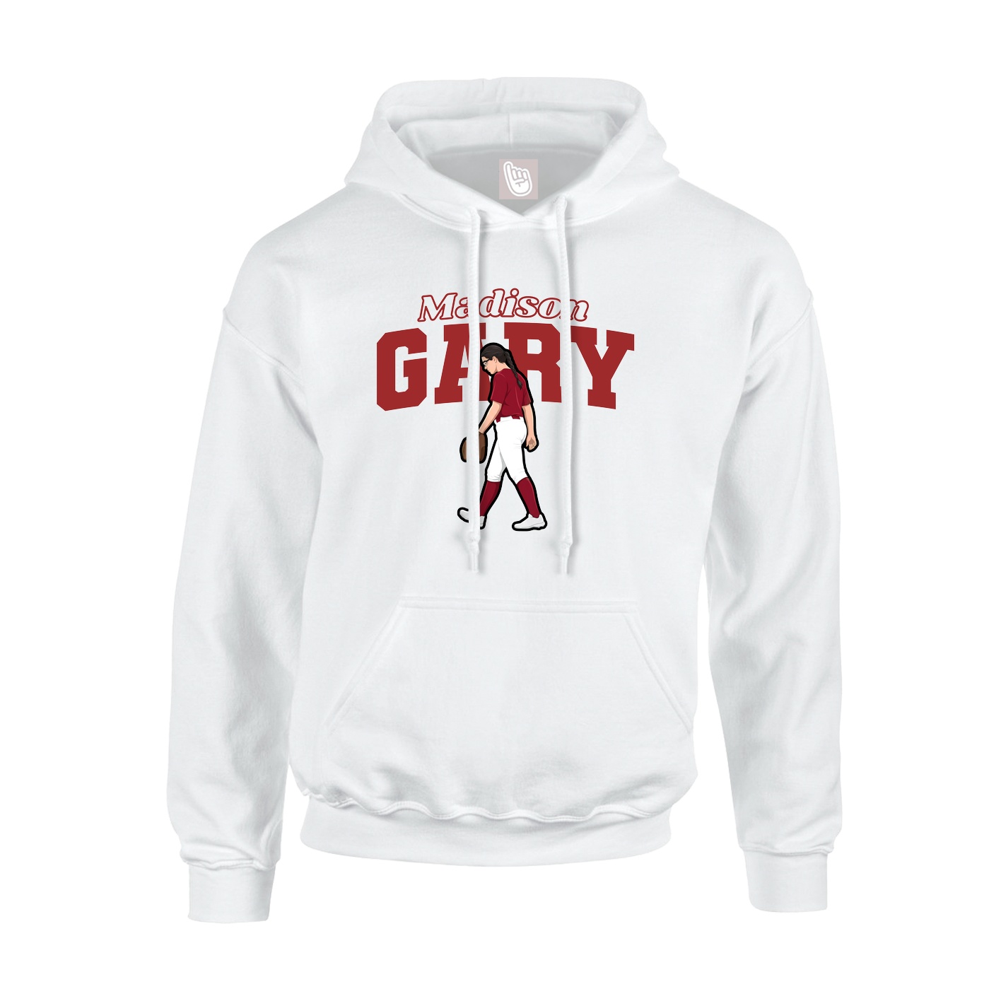 Youth Hoodie — Name Arch in White