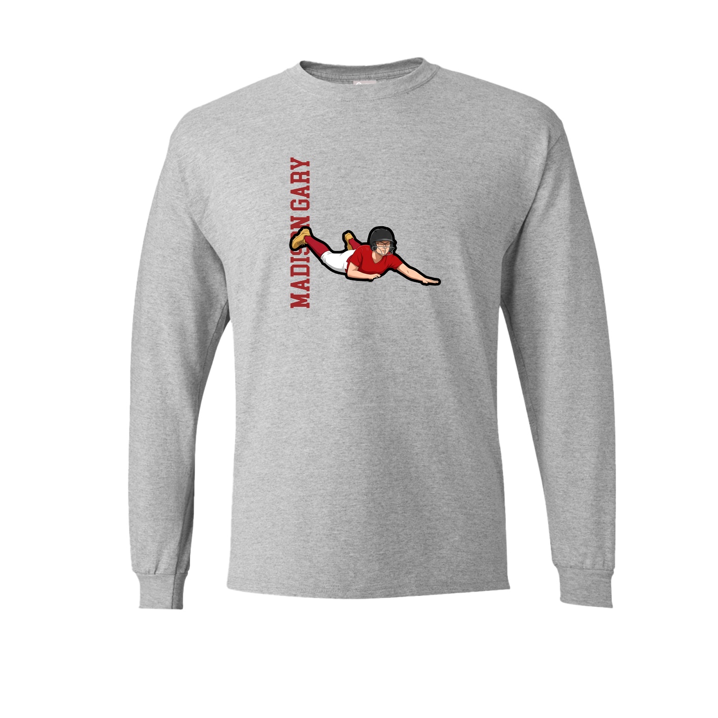 Long Sleeve Tee — Name Vertical in Grey