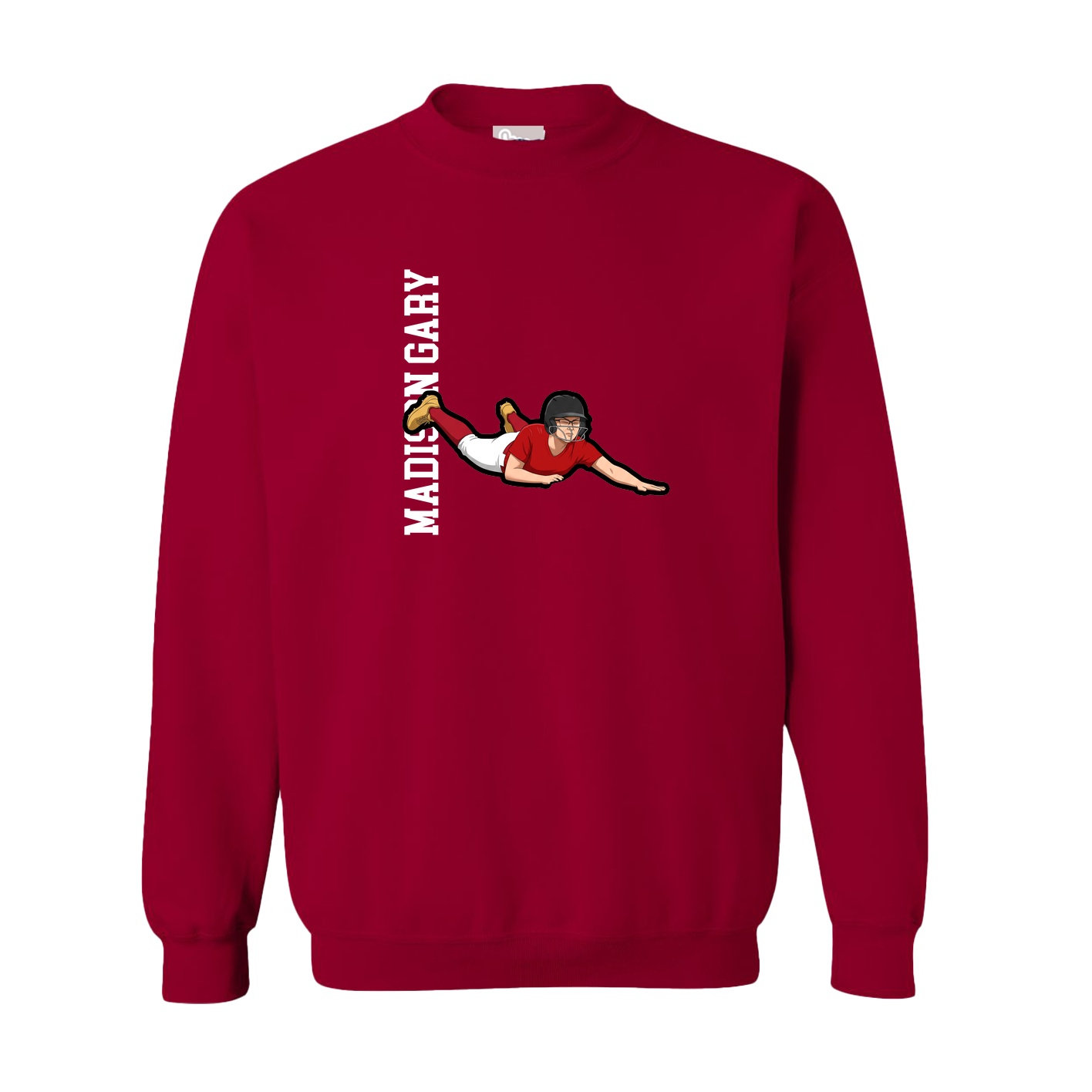 Fleece Crew — Name Vertical in Cardinal