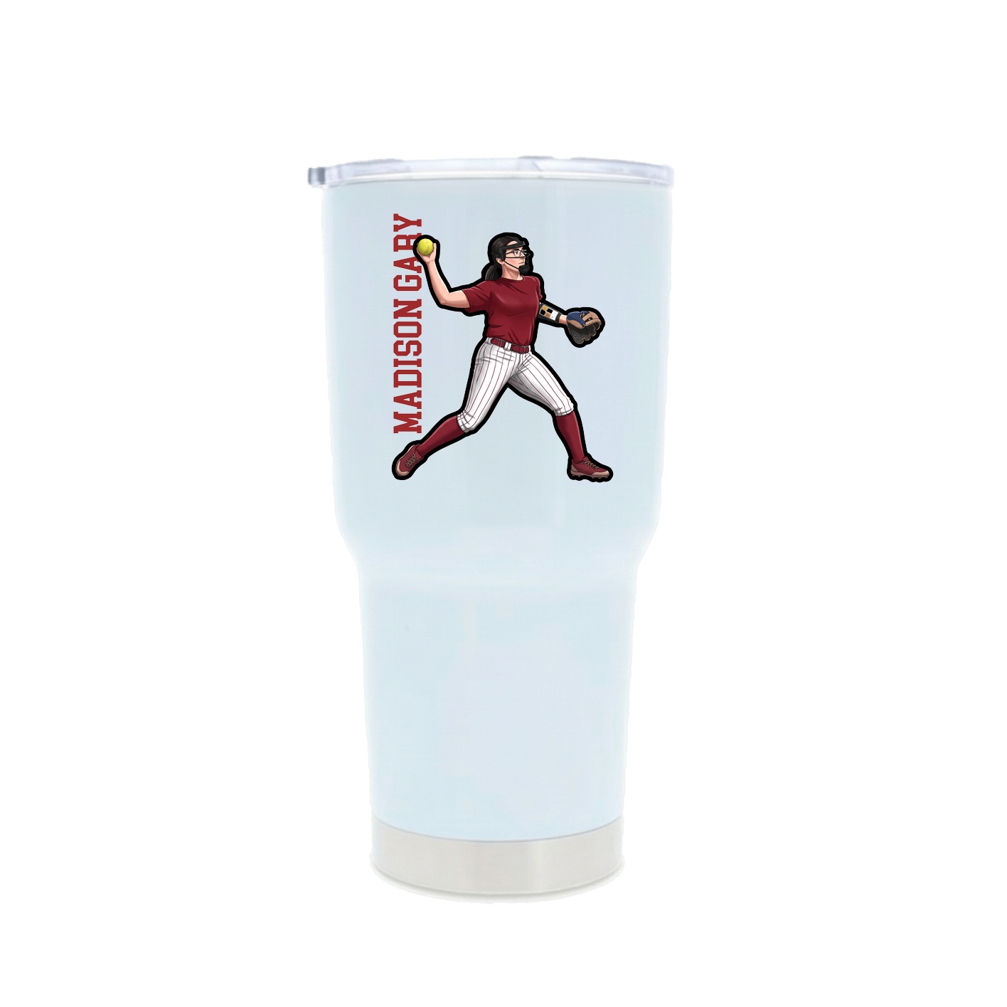 30oz Stainless Steel Tumbler — Name Vertical in White