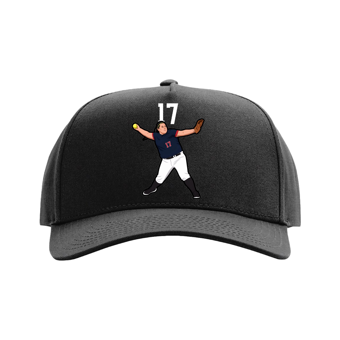 Full Fabric Five-Panel Champ Cap — Number Top in Black