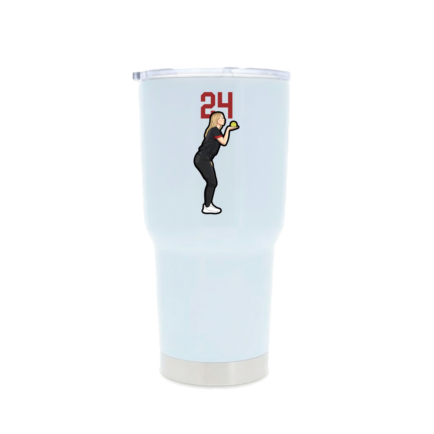 30oz Stainless Steel Tumbler — Number Top in White