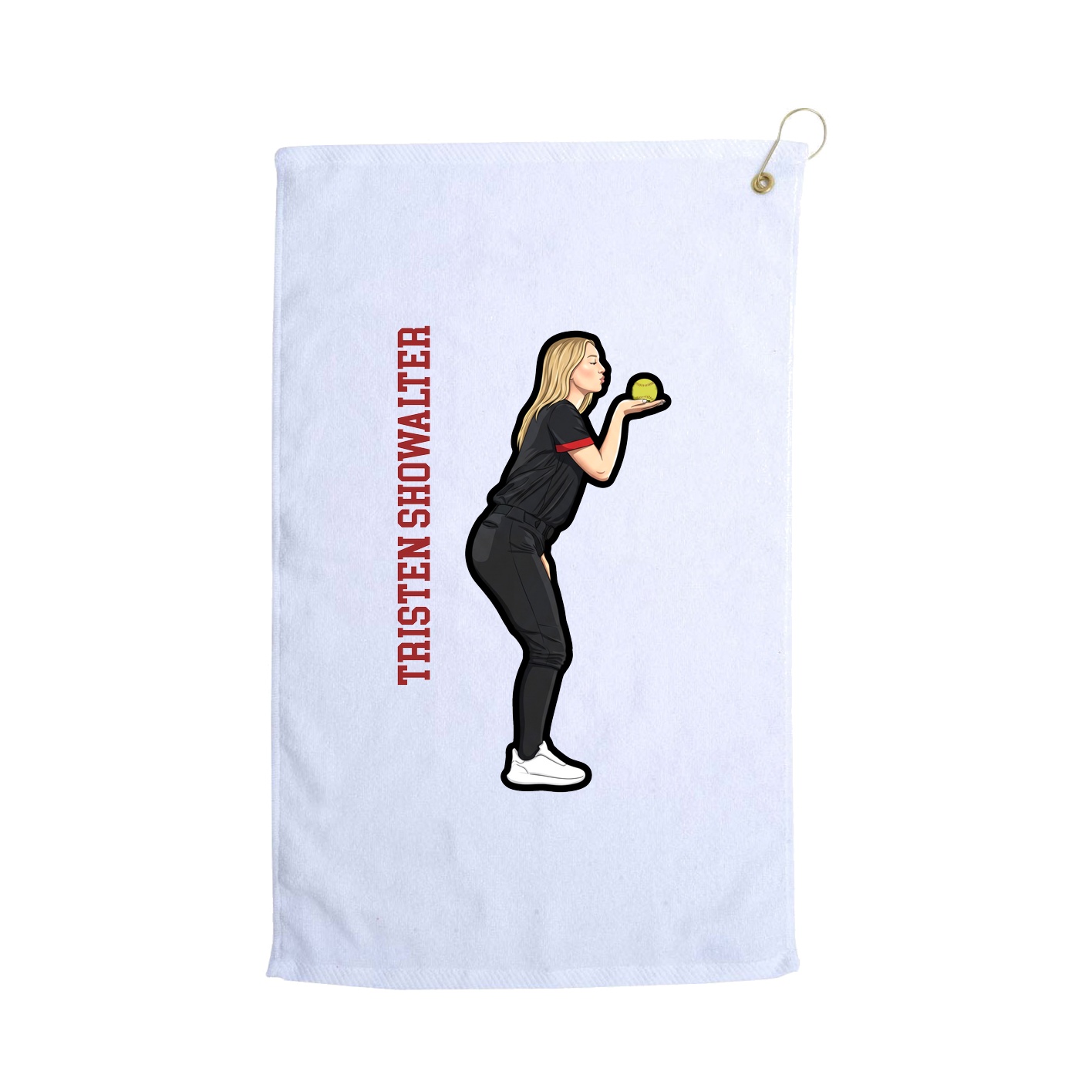 Golf Towel — Name Vertical in White