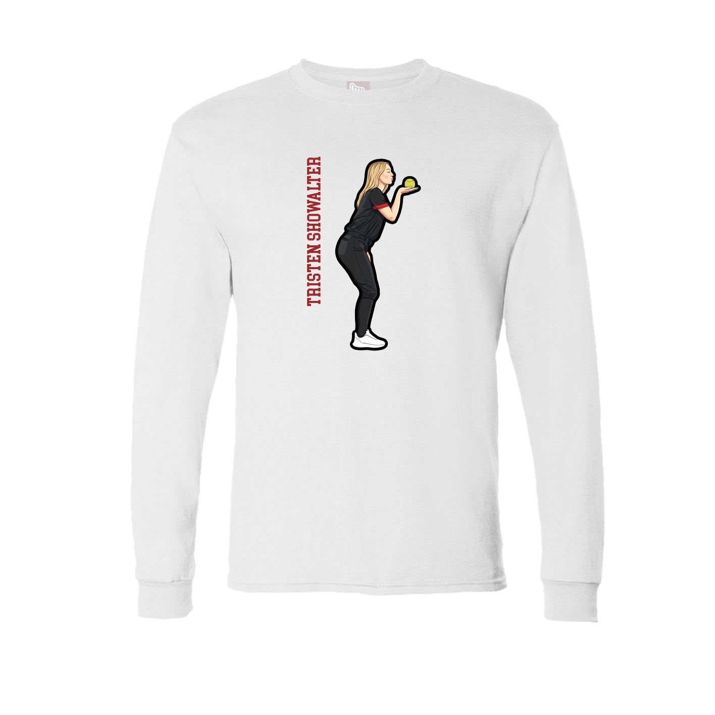 Long Sleeve Tee — Name Vertical in White