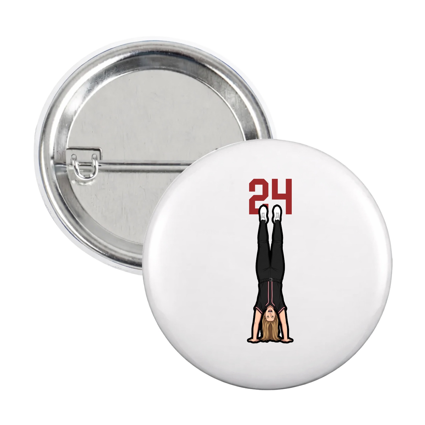 Game Day Button — Number Top in White