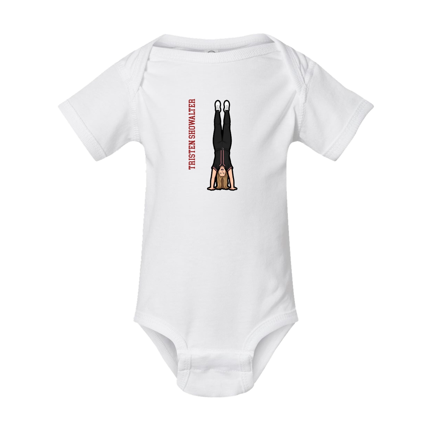 Baby Onesie — Name Vertical in White