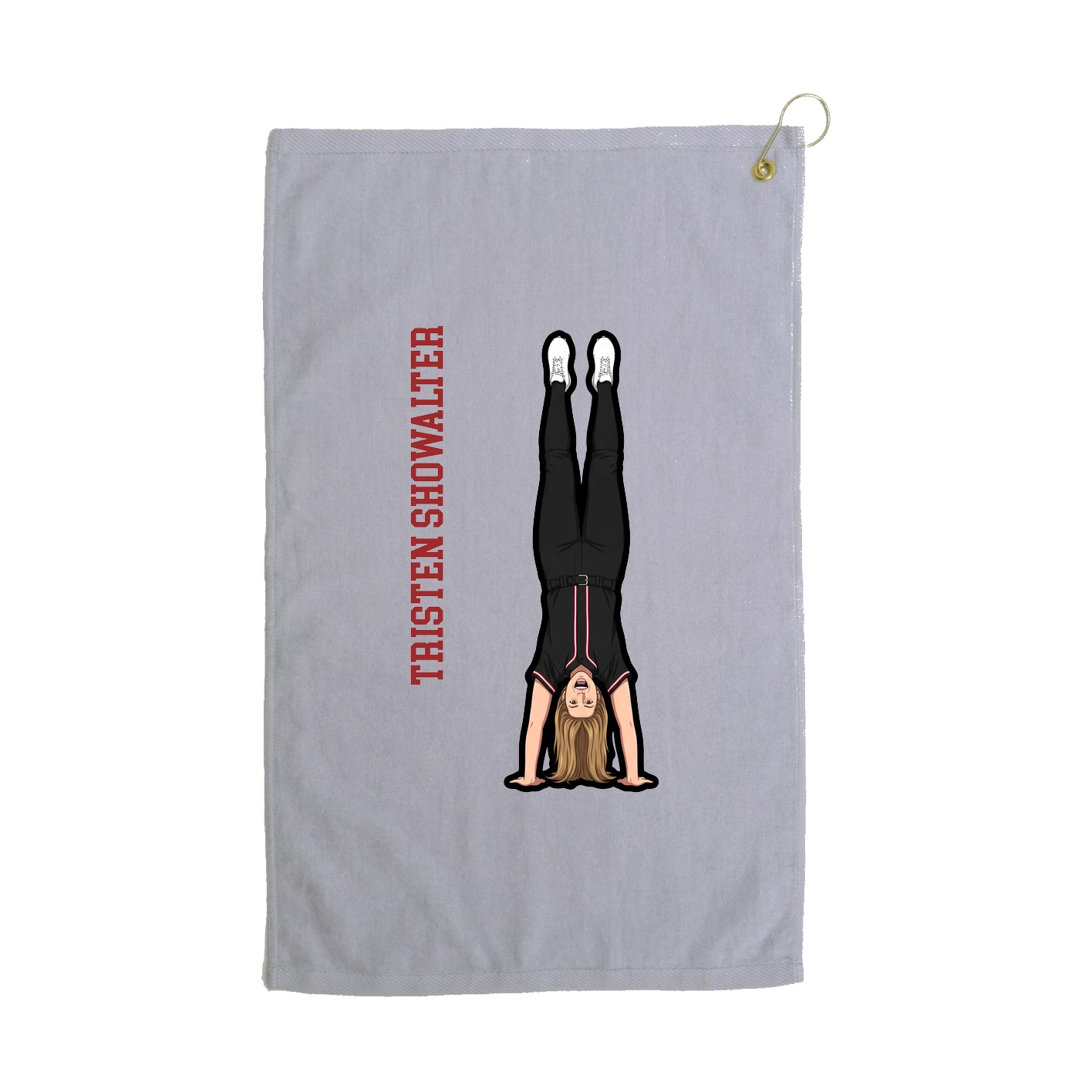 Golf Towel — Name Vertical in Grey