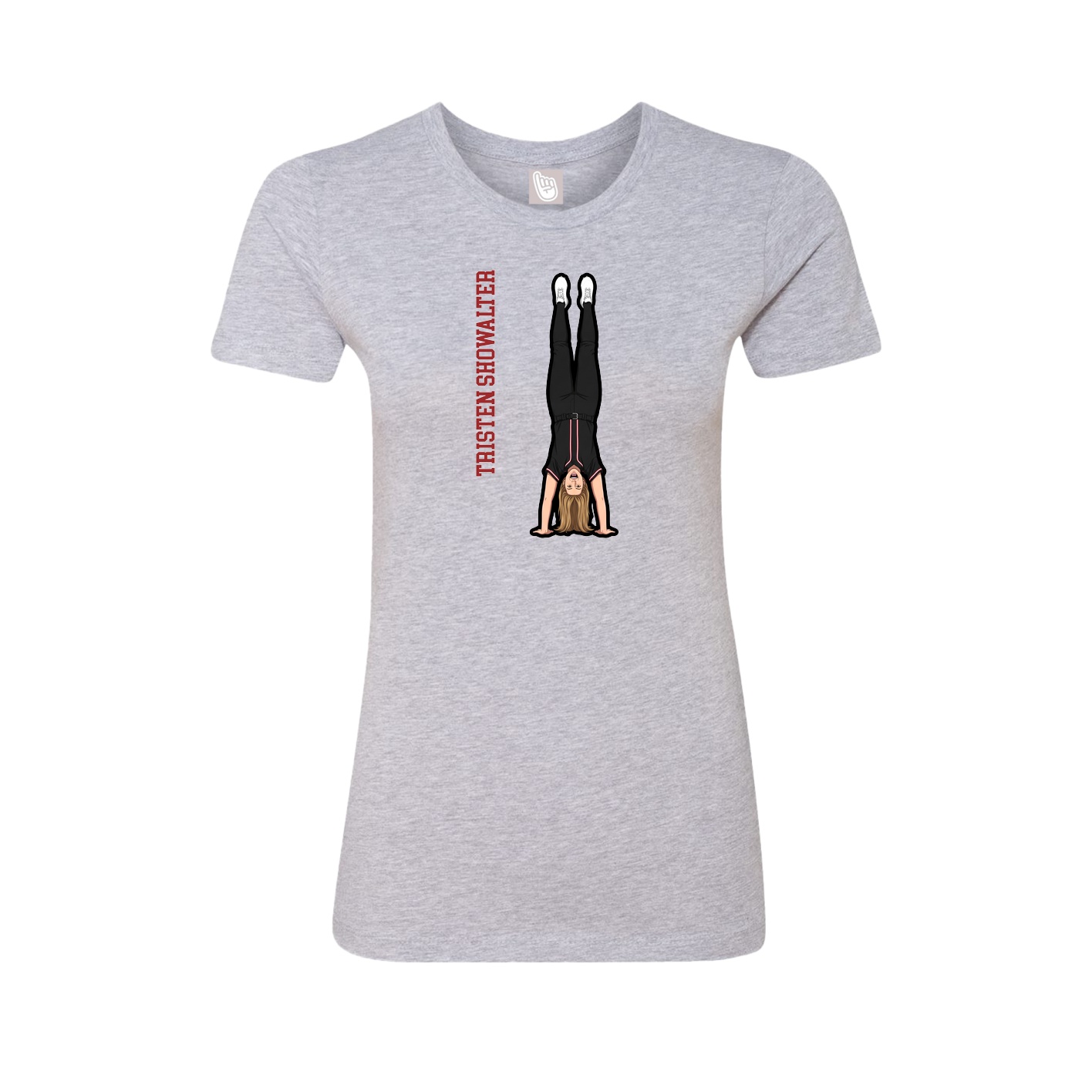 Fitted Women's Tee — Name Vertical in Grey