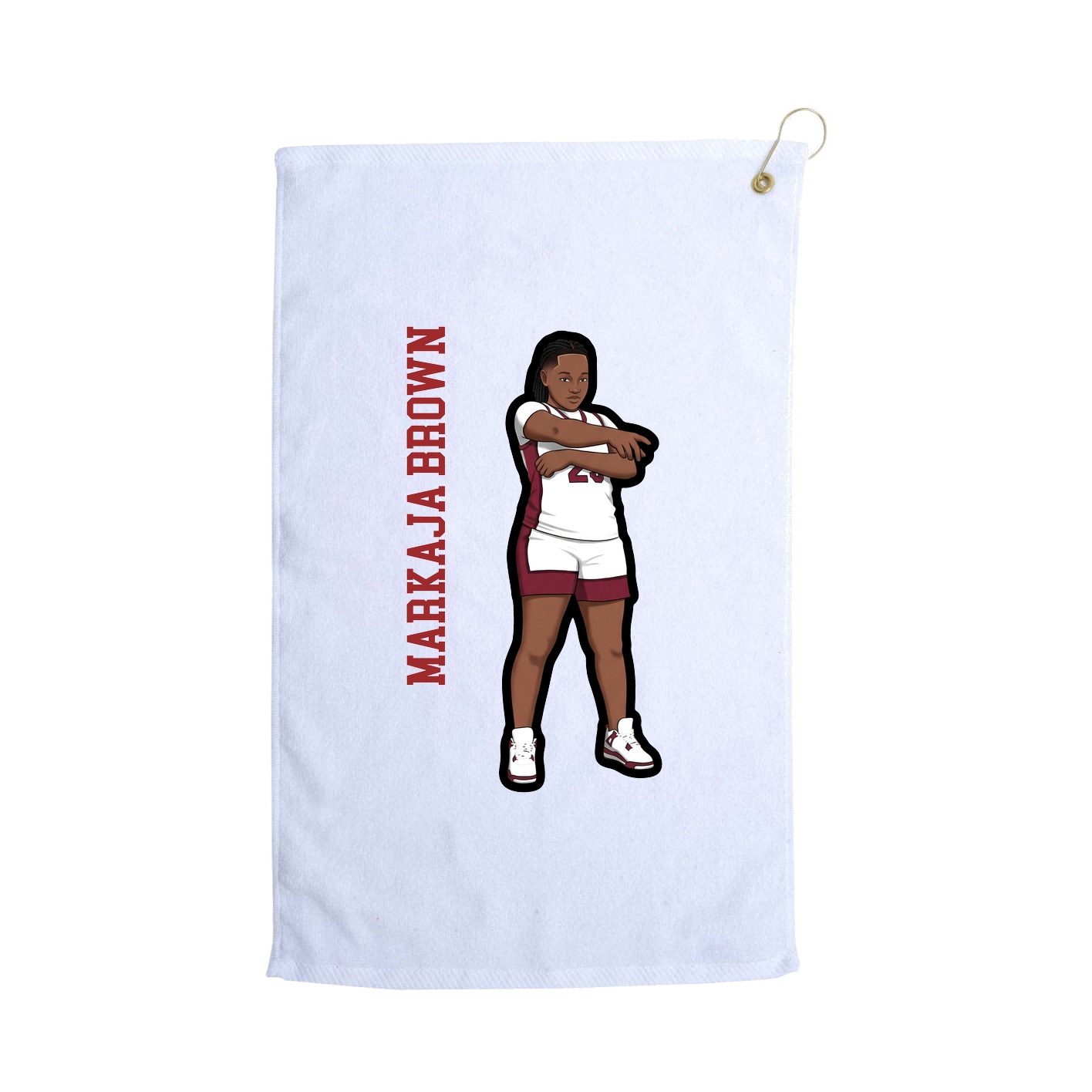 Golf Towel — Name Vertical in White