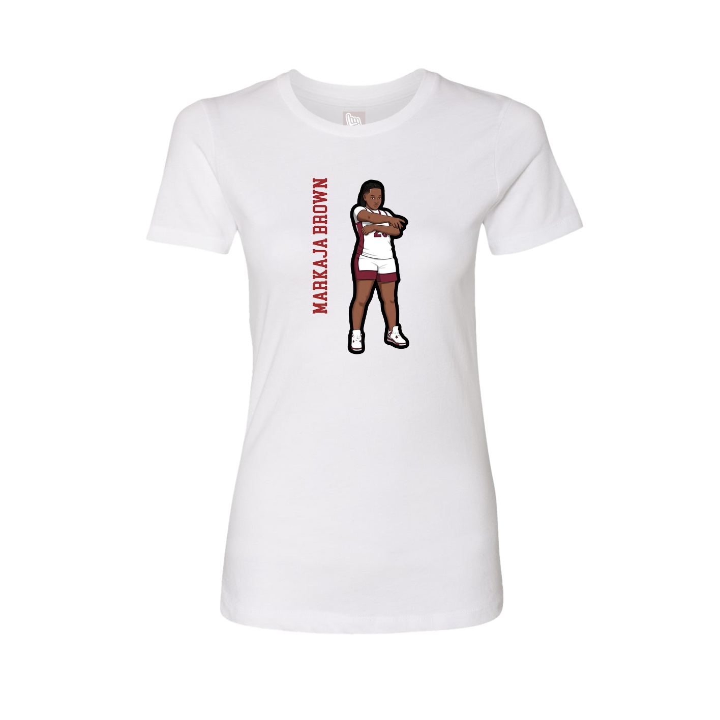 Fitted Women's Tee — Name Vertical in White