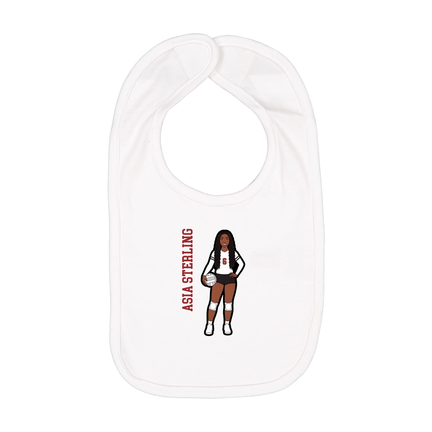Infant Bib — Name Vertical in White