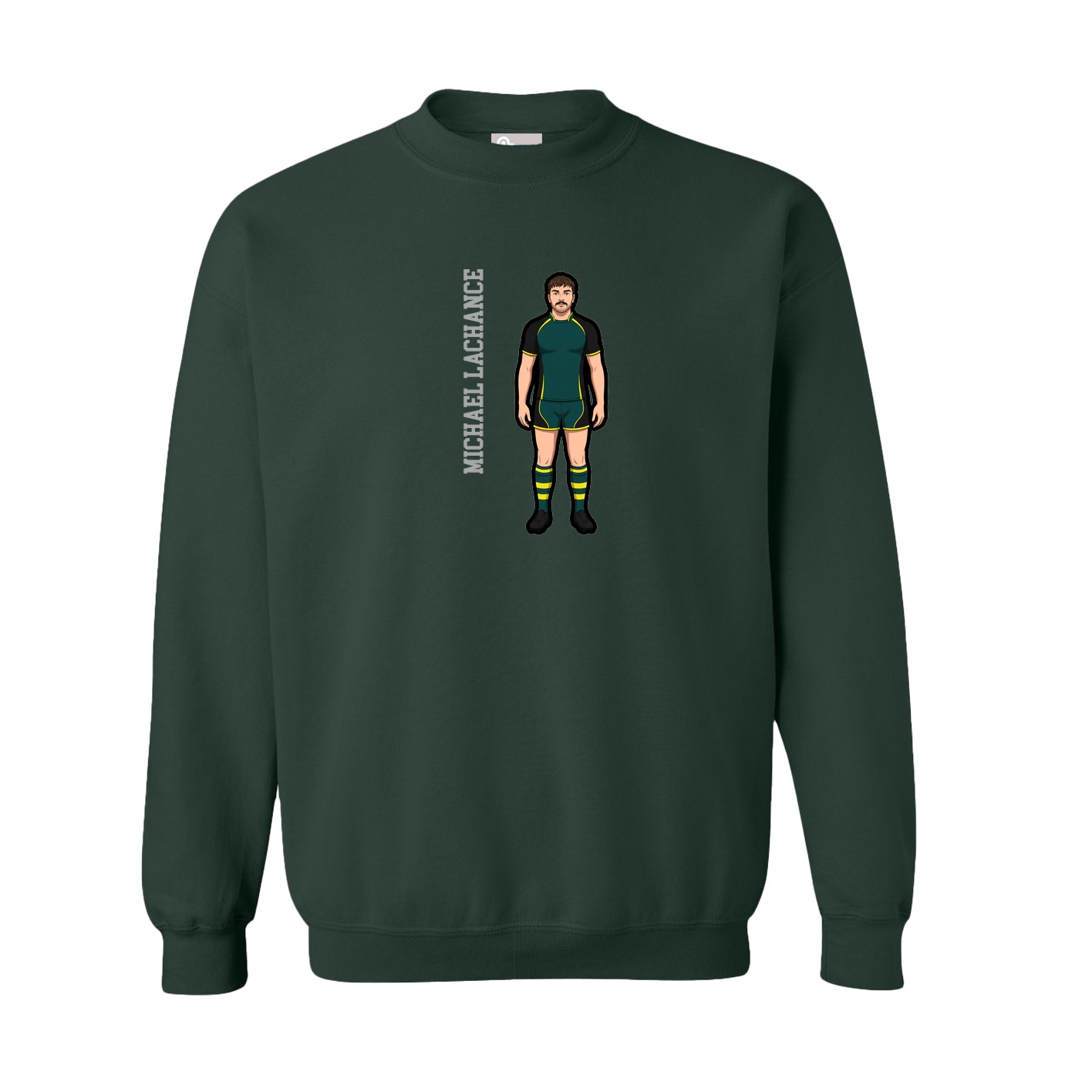 Fleece Crew — Name Vertical in Green