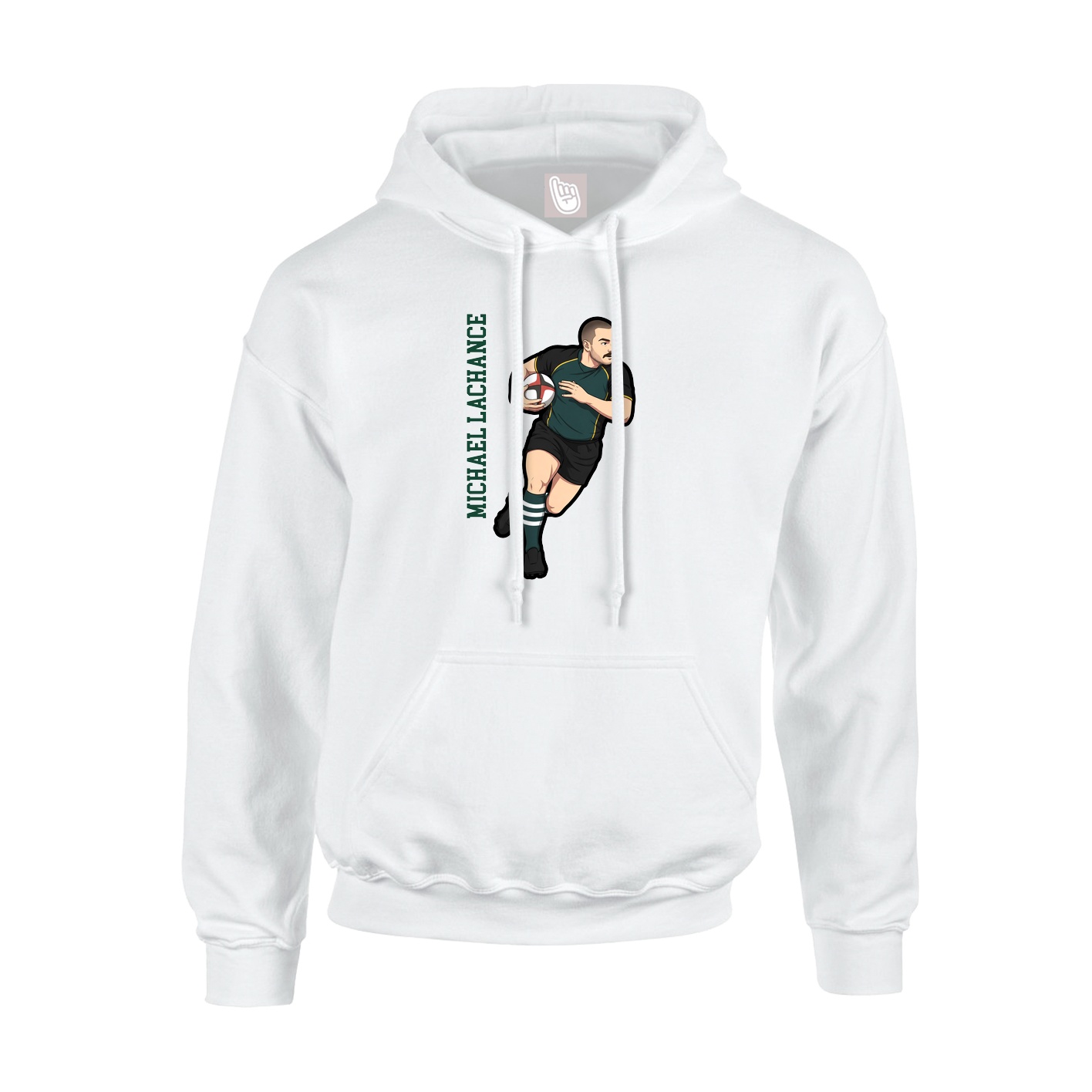 Youth Hoodie — Name Vertical in White