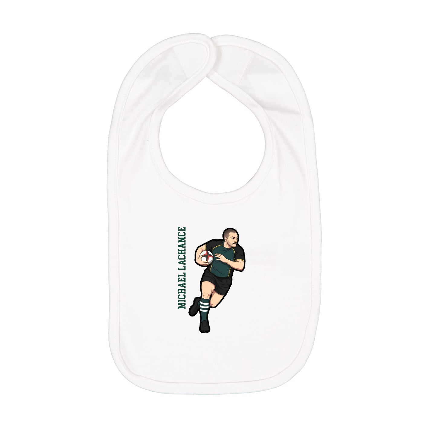 Infant Bib — Name Vertical in White