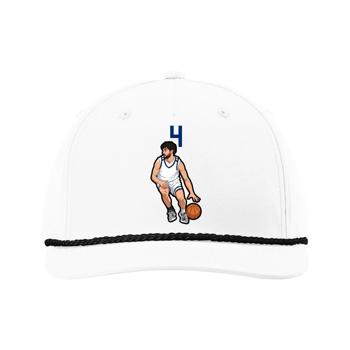 Five-Panel Classic Rope Cap — Number Top in White