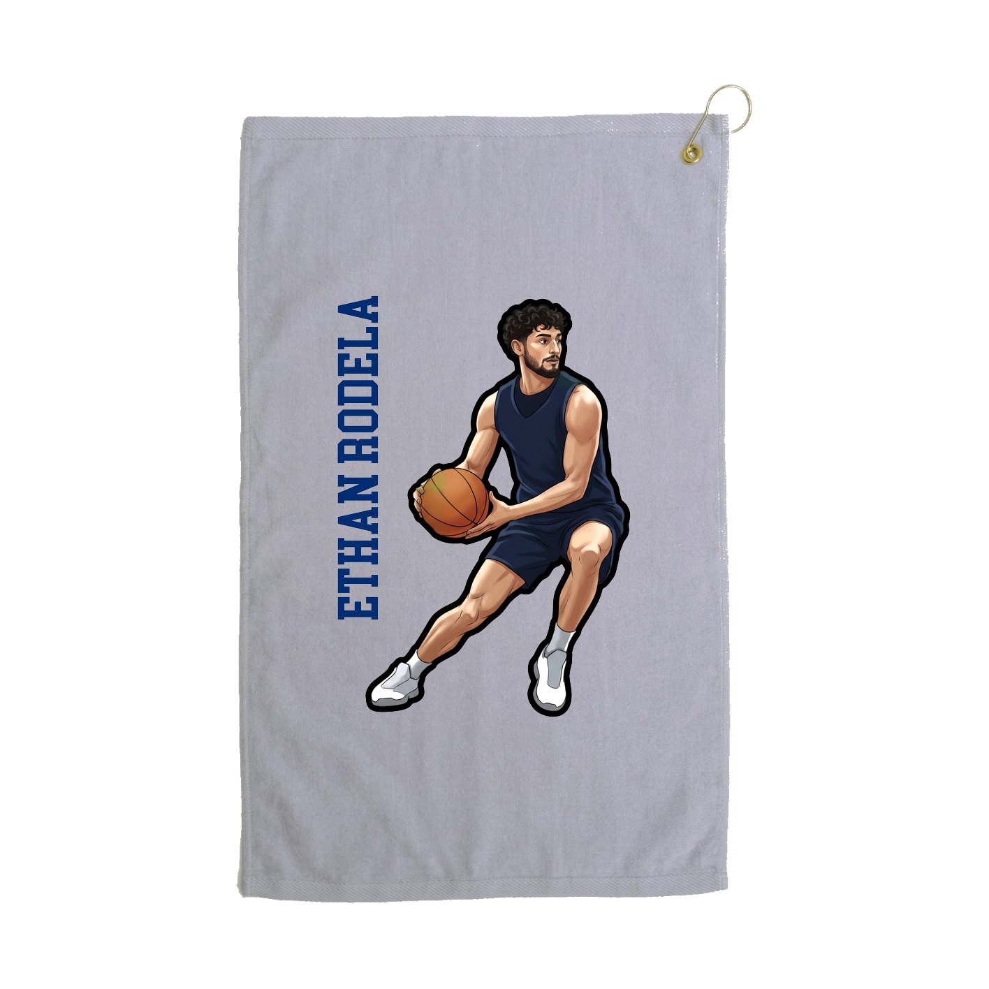 Golf Towel — Name Vertical in Grey
