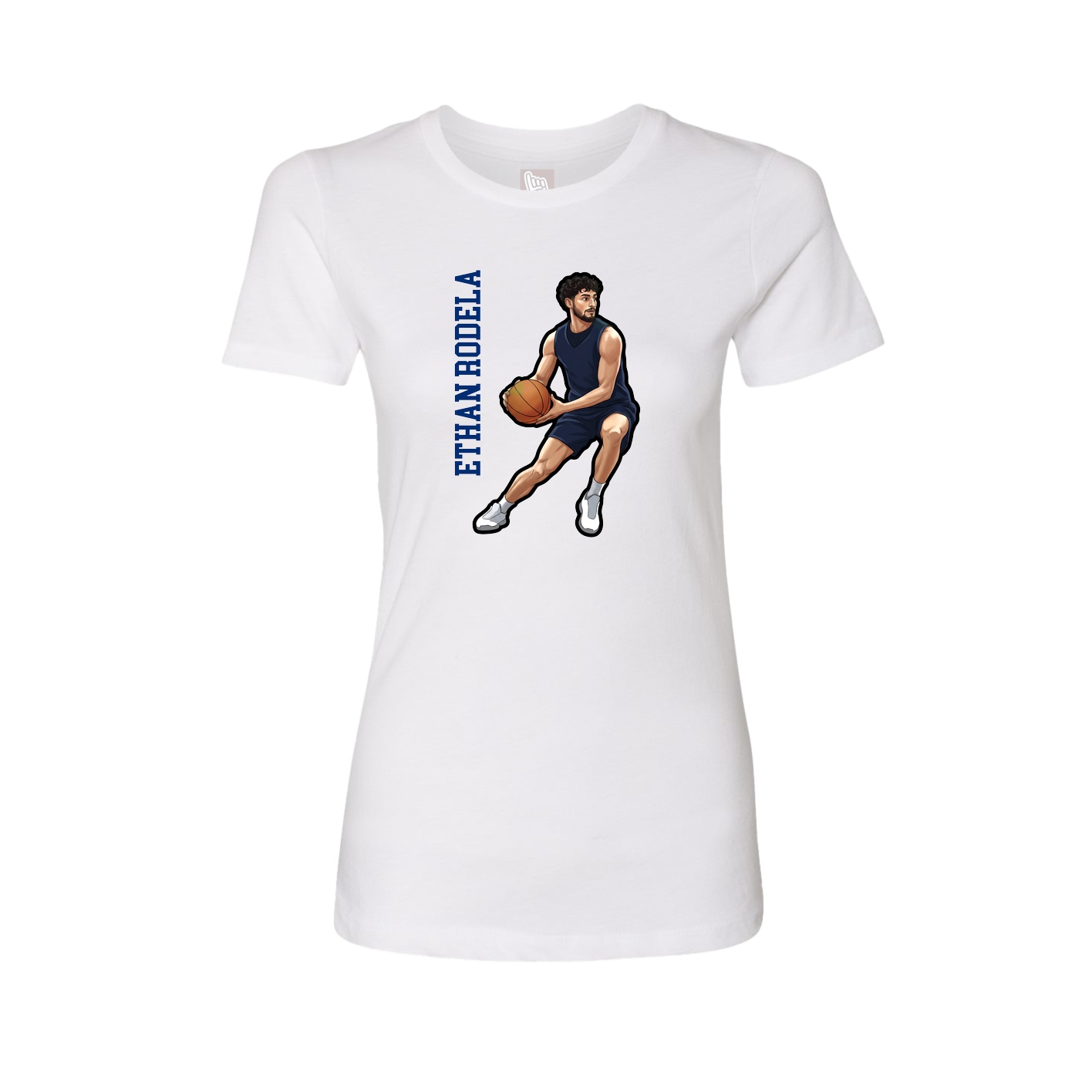 Fitted Women's Tee — Name Vertical in White