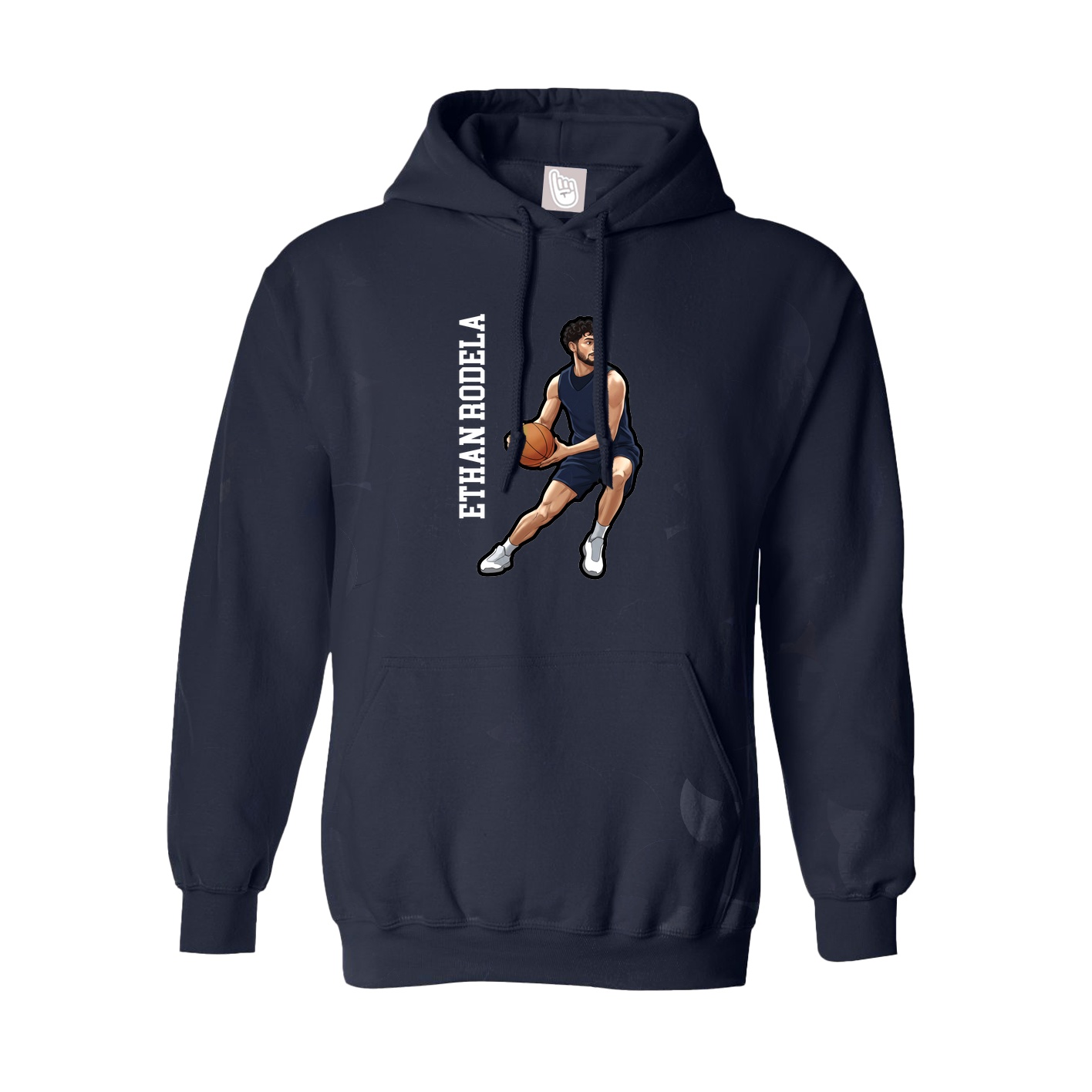 Hoodie — Name Vertical in Navy