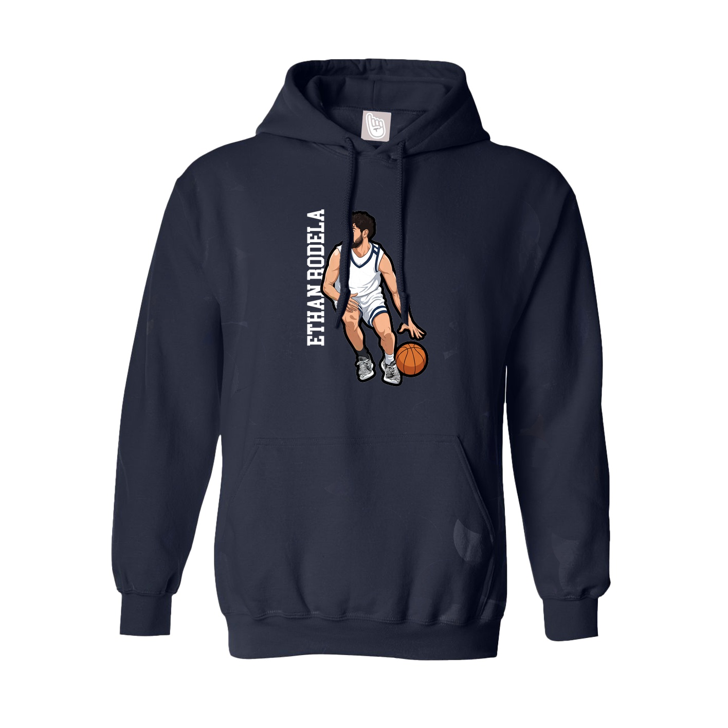Youth Hoodie — Name Vertical in Navy
