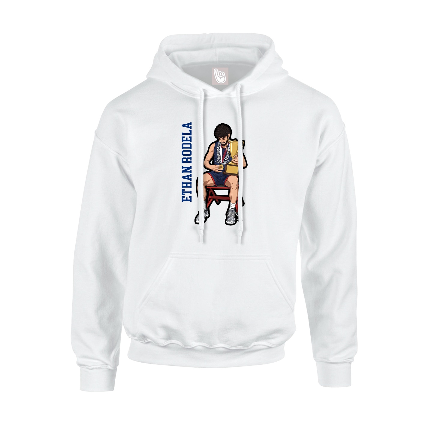 Youth Hoodie — Name Vertical in White