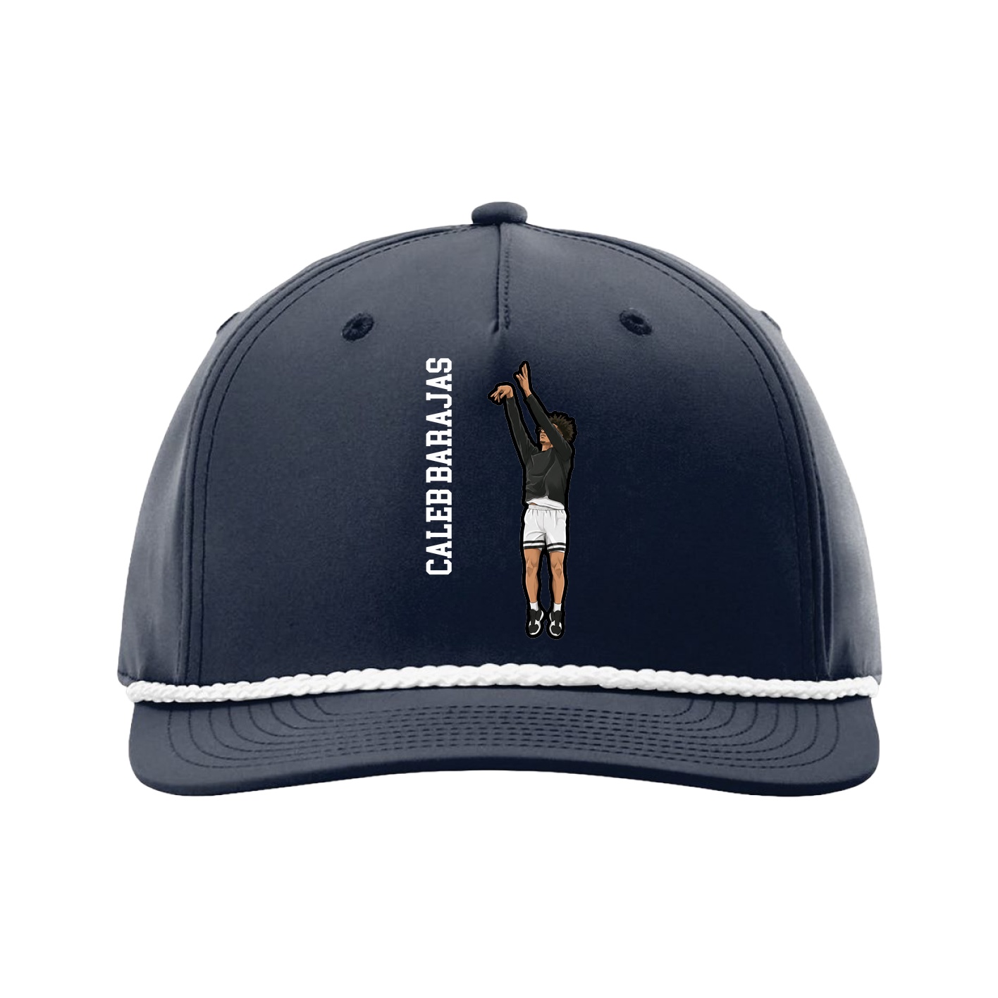 Five-Panel Classic Rope Cap — Name Vertical in Navy