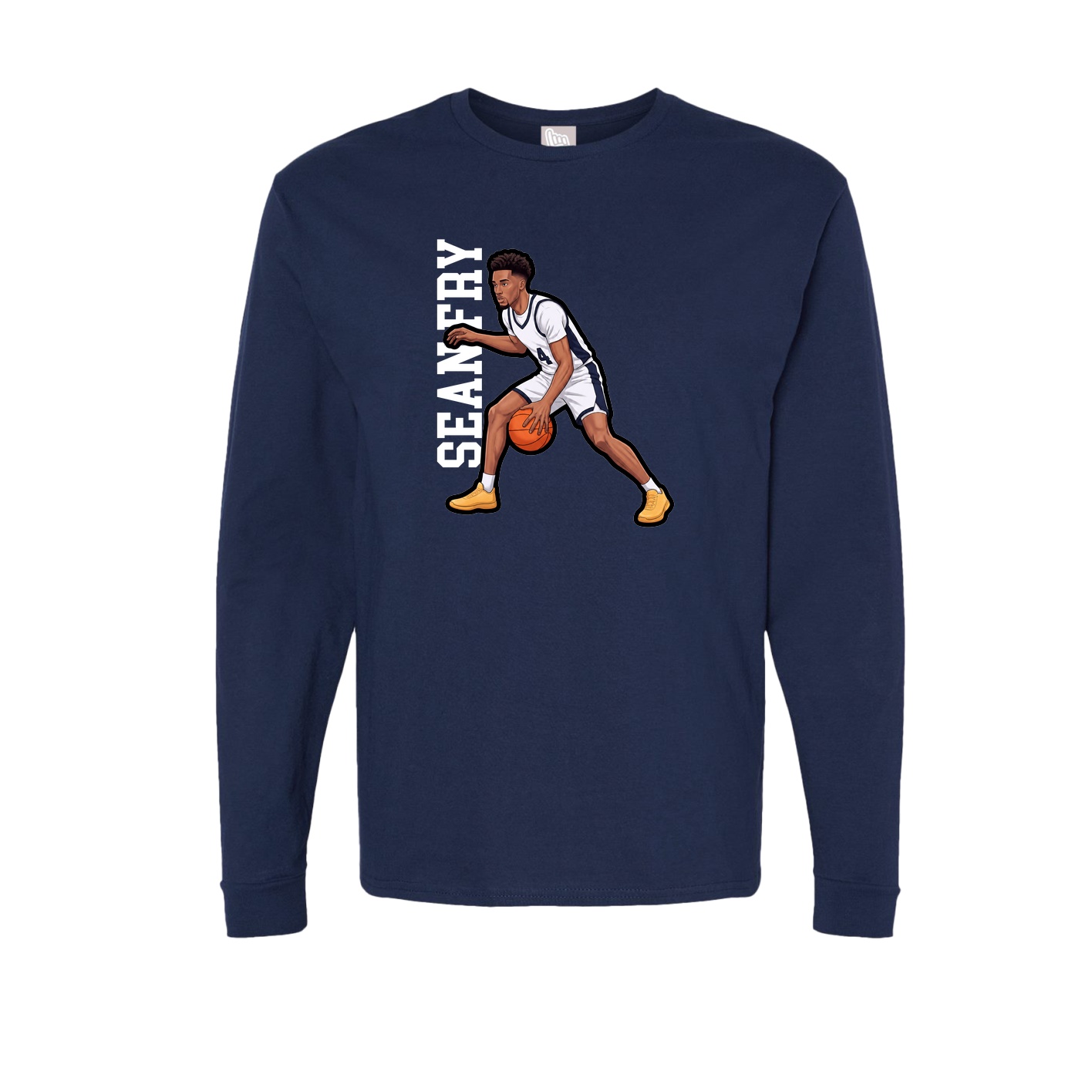 Long Sleeve Tee — Name Vertical in Navy