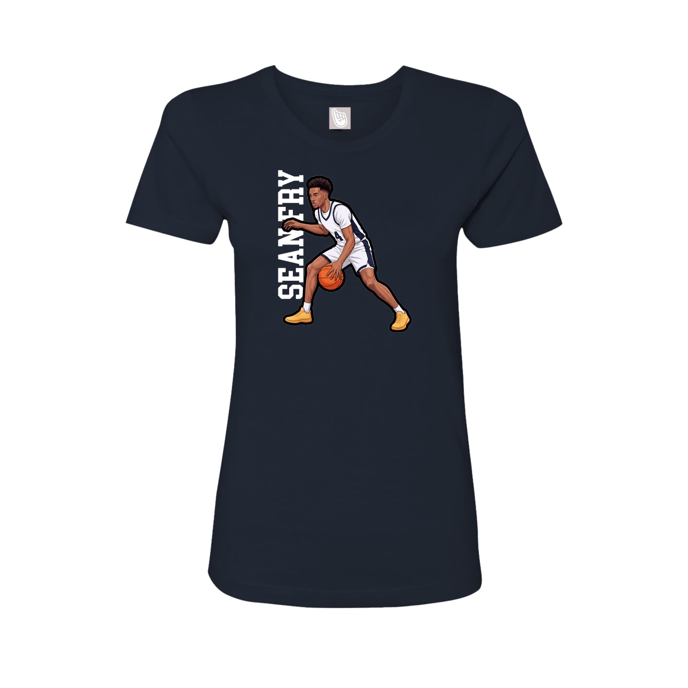 Fitted Women's Tee — Name Vertical in Navy