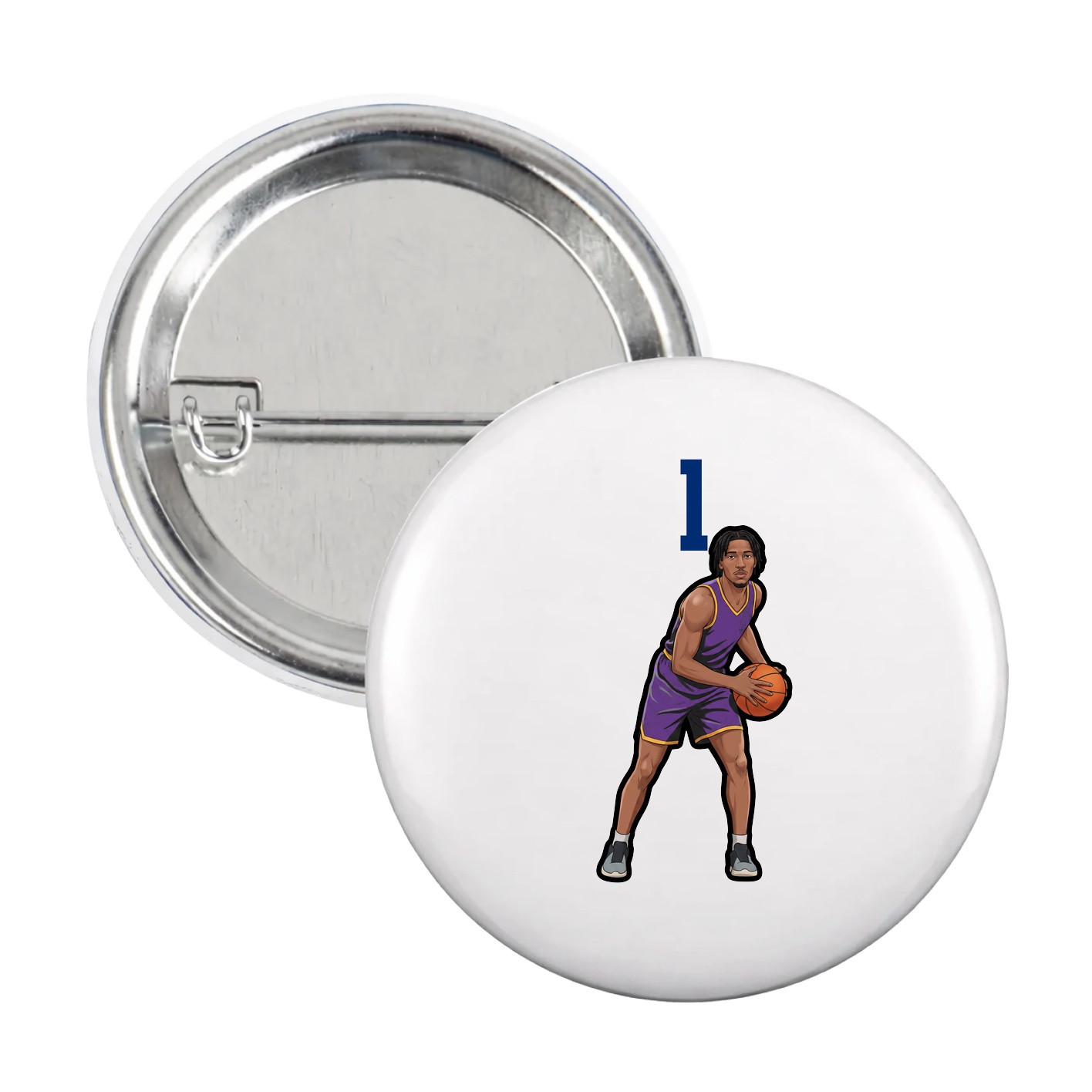 Game Day Button — Number Top in White