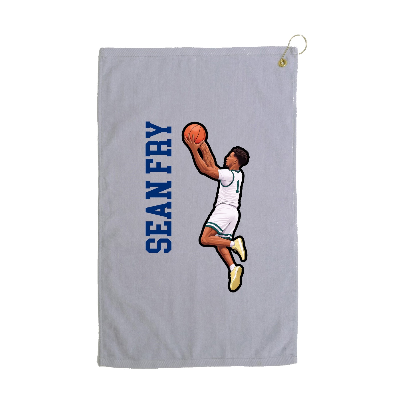 Golf Towel — Name Vertical in Grey