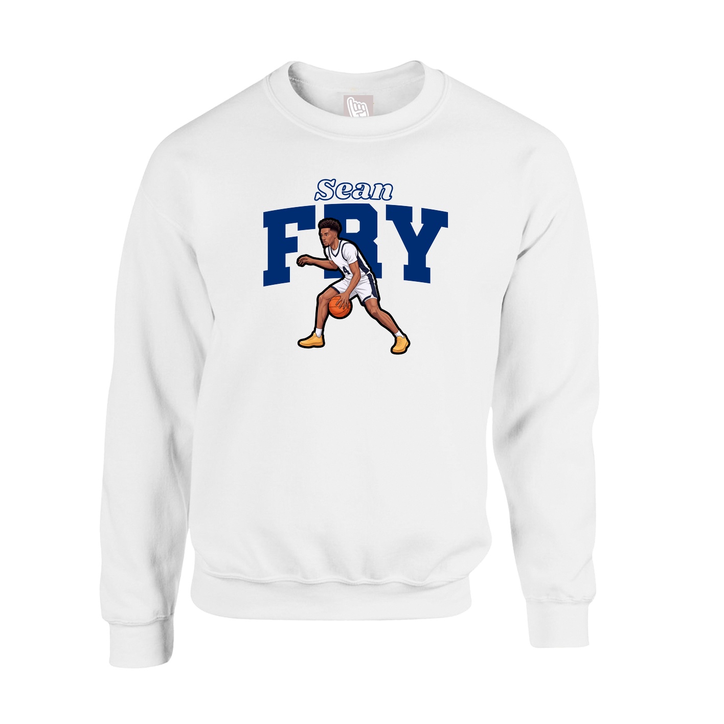 Fleece Crew — Name Arch in White