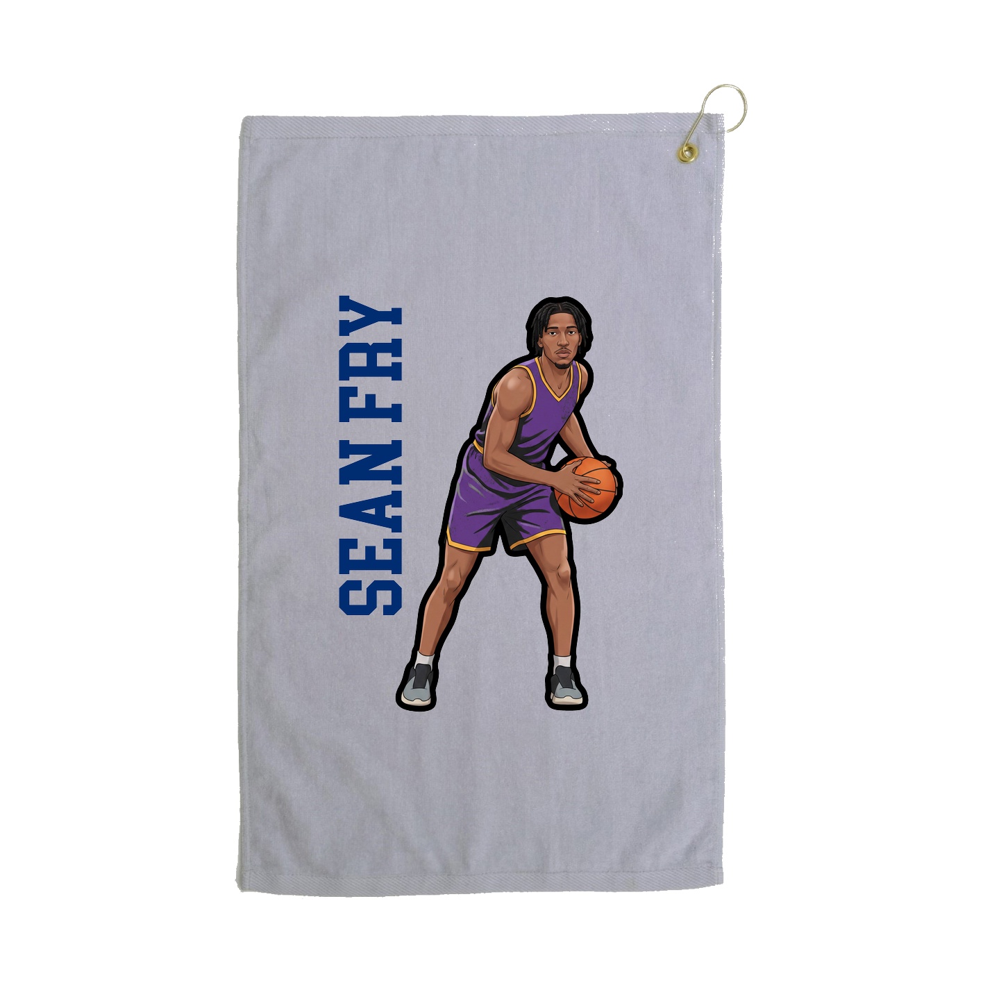 Golf Towel — Name Vertical in Grey