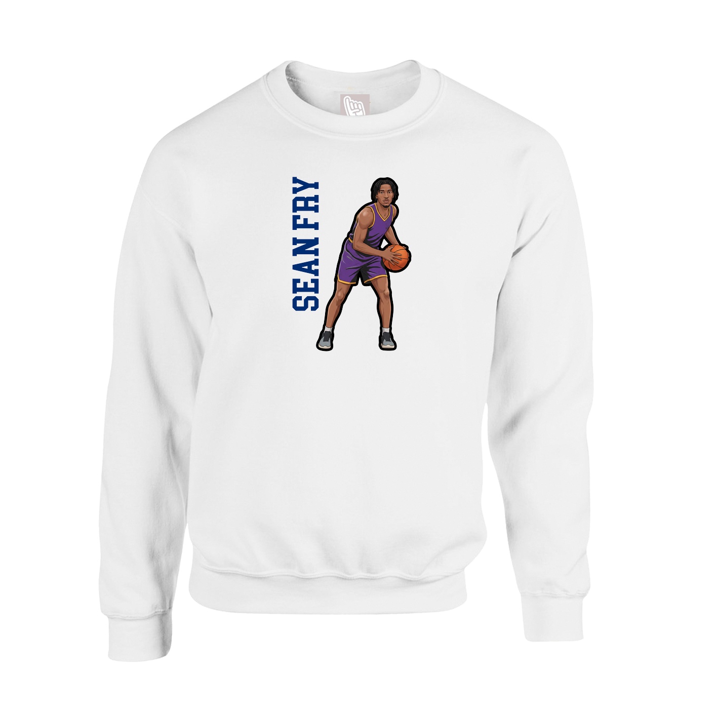 Fleece Crew — Name Vertical in White