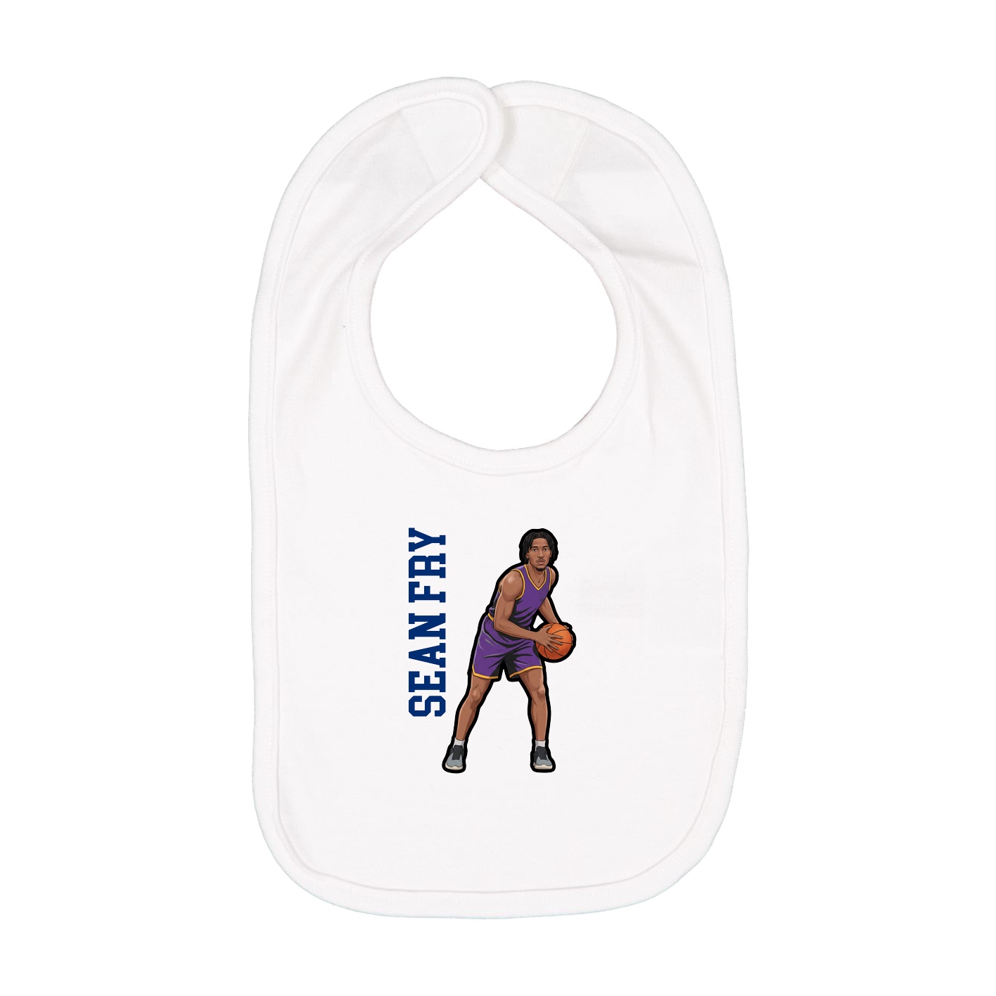 Infant Bib — Name Vertical in White