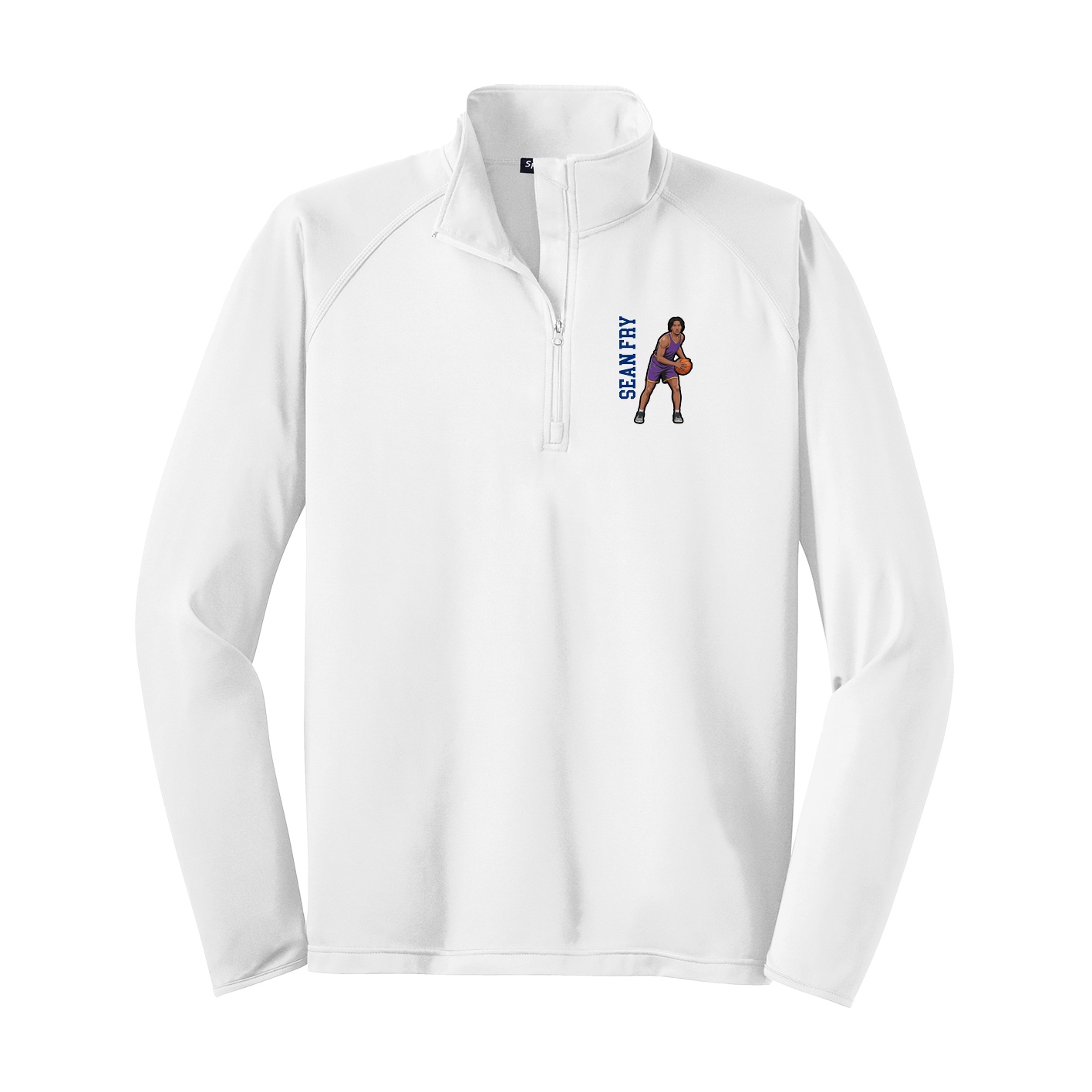 Q-Zip Pullover — Name Vertical in White