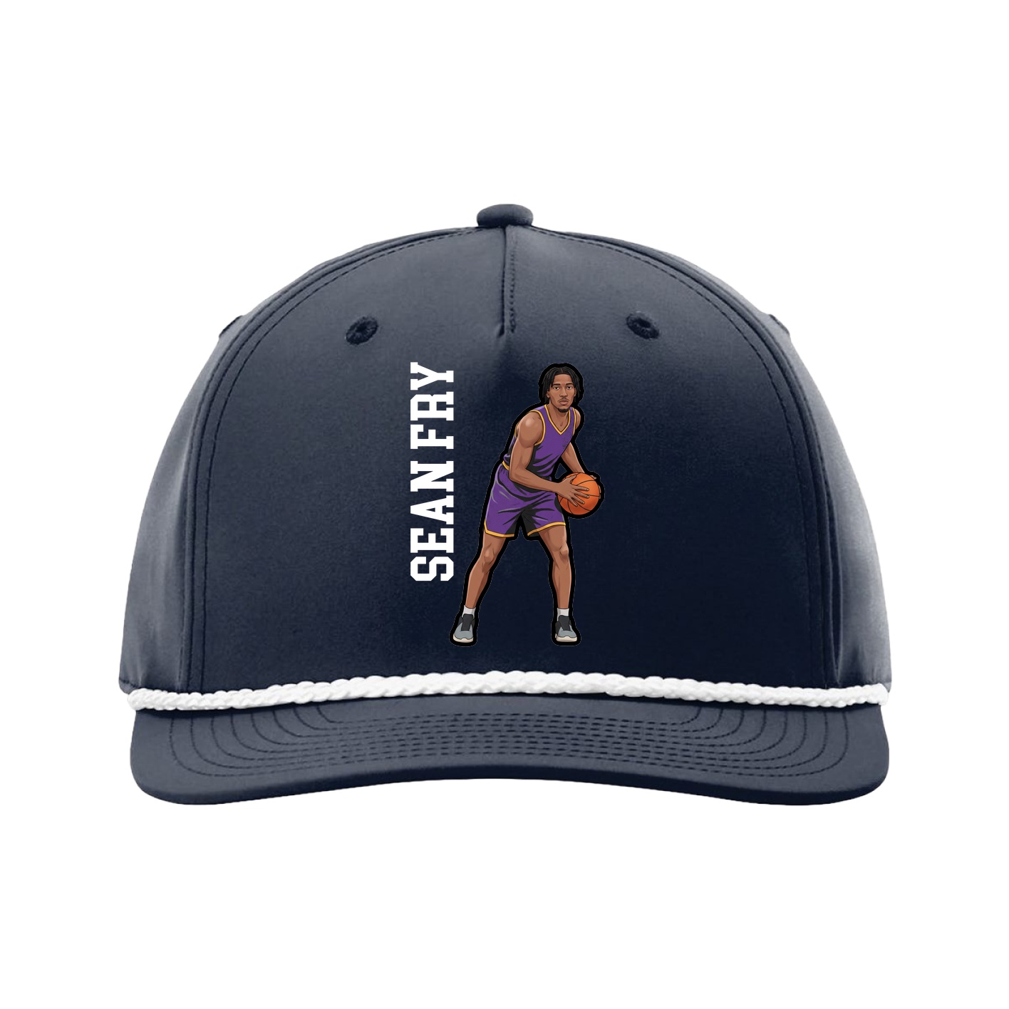 Five-Panel Classic Rope Cap — Name Vertical in Navy