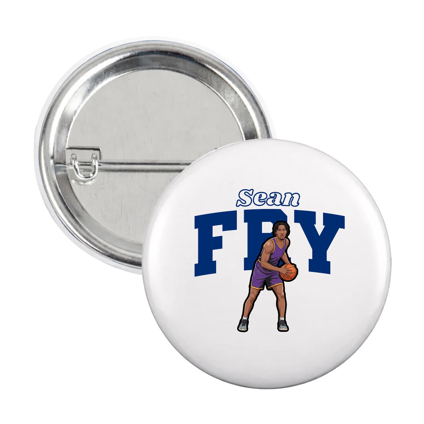 Game Day Button — Name Arch in White